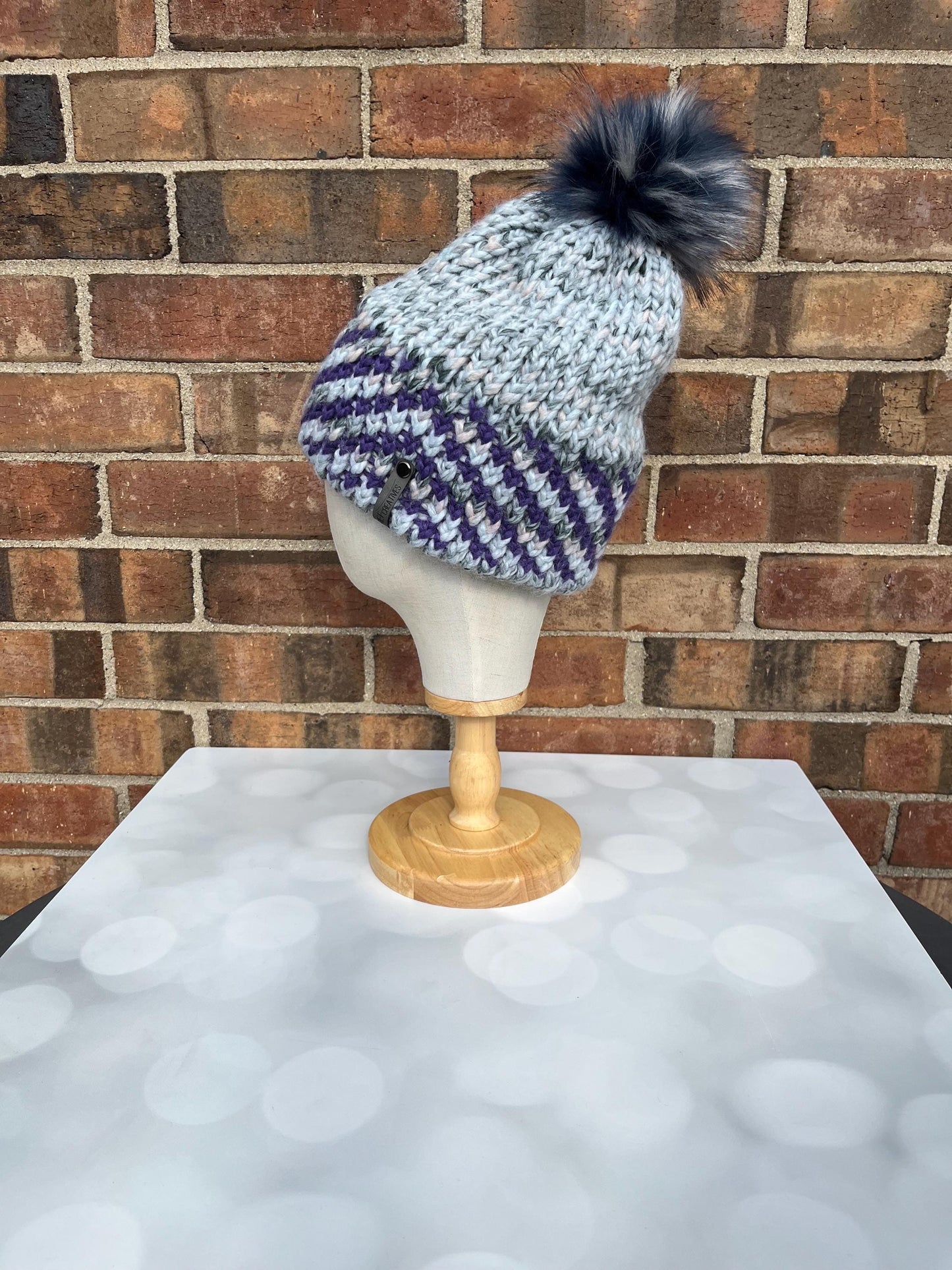 Winter Ice Hand Knit Double-Brimmed Hat