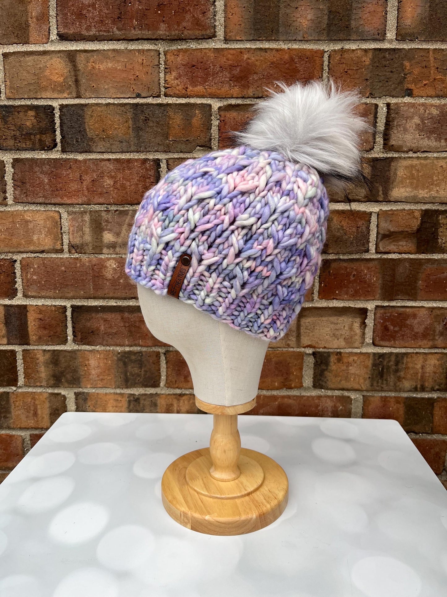 Luxury Merino Pastel Purple Knit Hat - Rosewood Bloom Beanie Hand Knit Hat with Hand Dyed Yarn