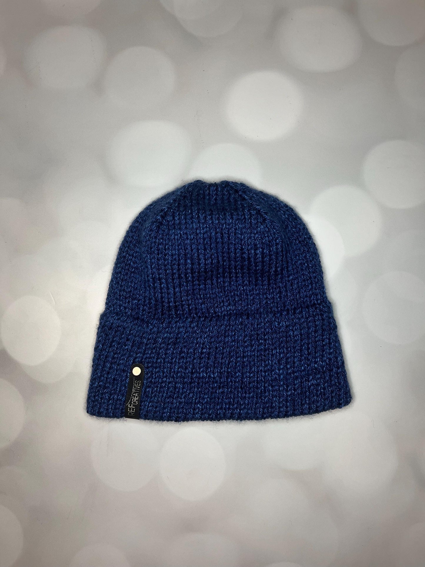 Blue Double Brim Beanie - Heathery Blue Hand Knit Hat