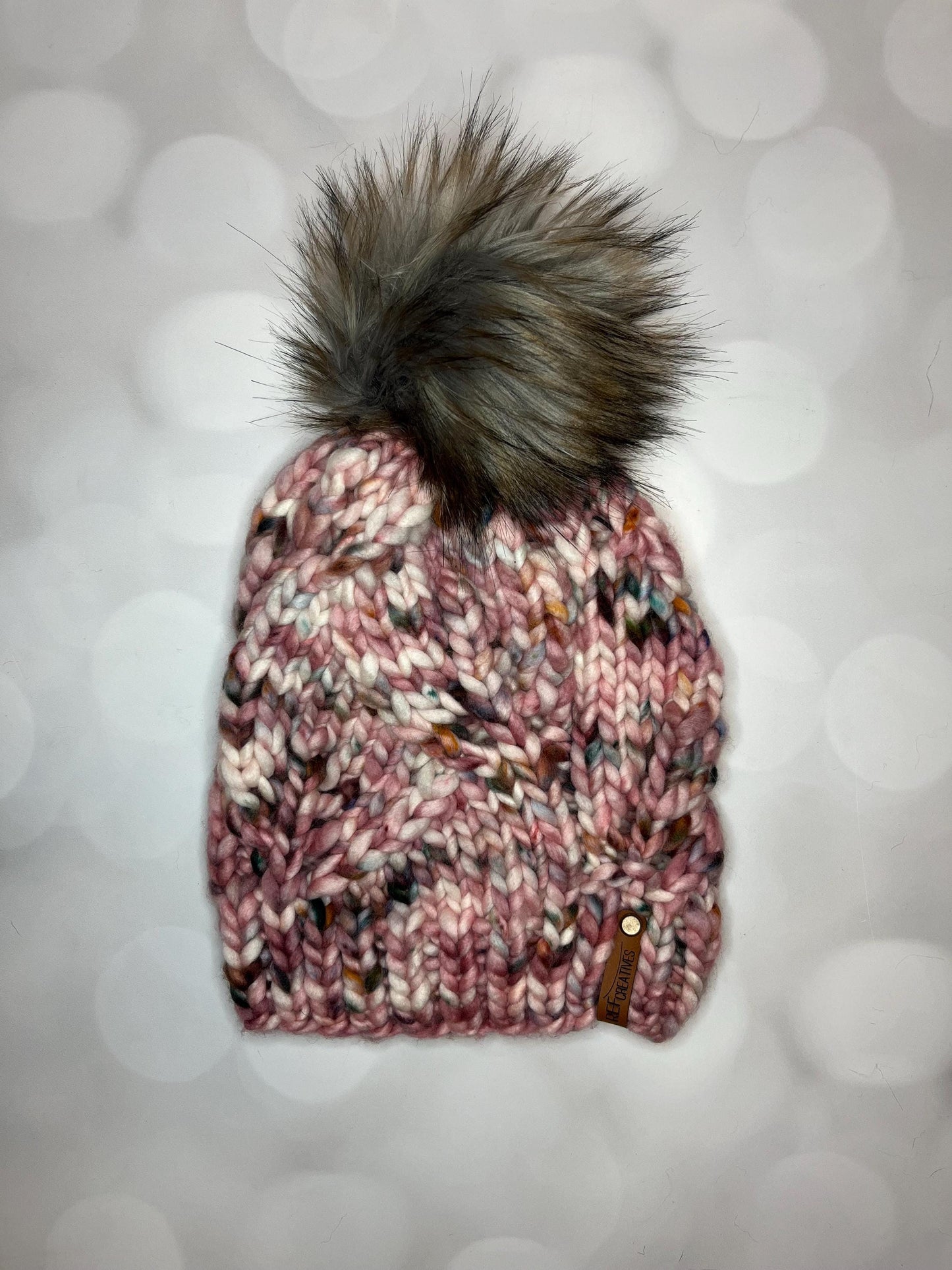 Luxury Mauve Merino Wool Knit Hat - Acadian Autumn Leaves Hand Knit Hat with Hand Dyed Yarn