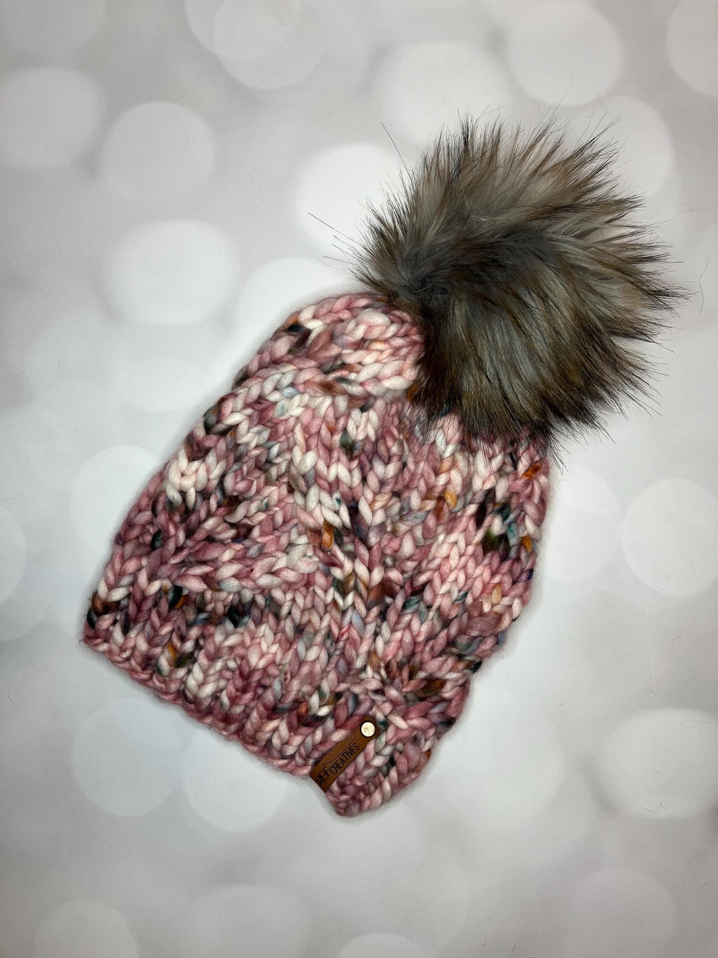 Luxury Mauve Merino Wool Knit Hat - Acadian Autumn Leaves Hand Knit Hat with Hand Dyed Yarn