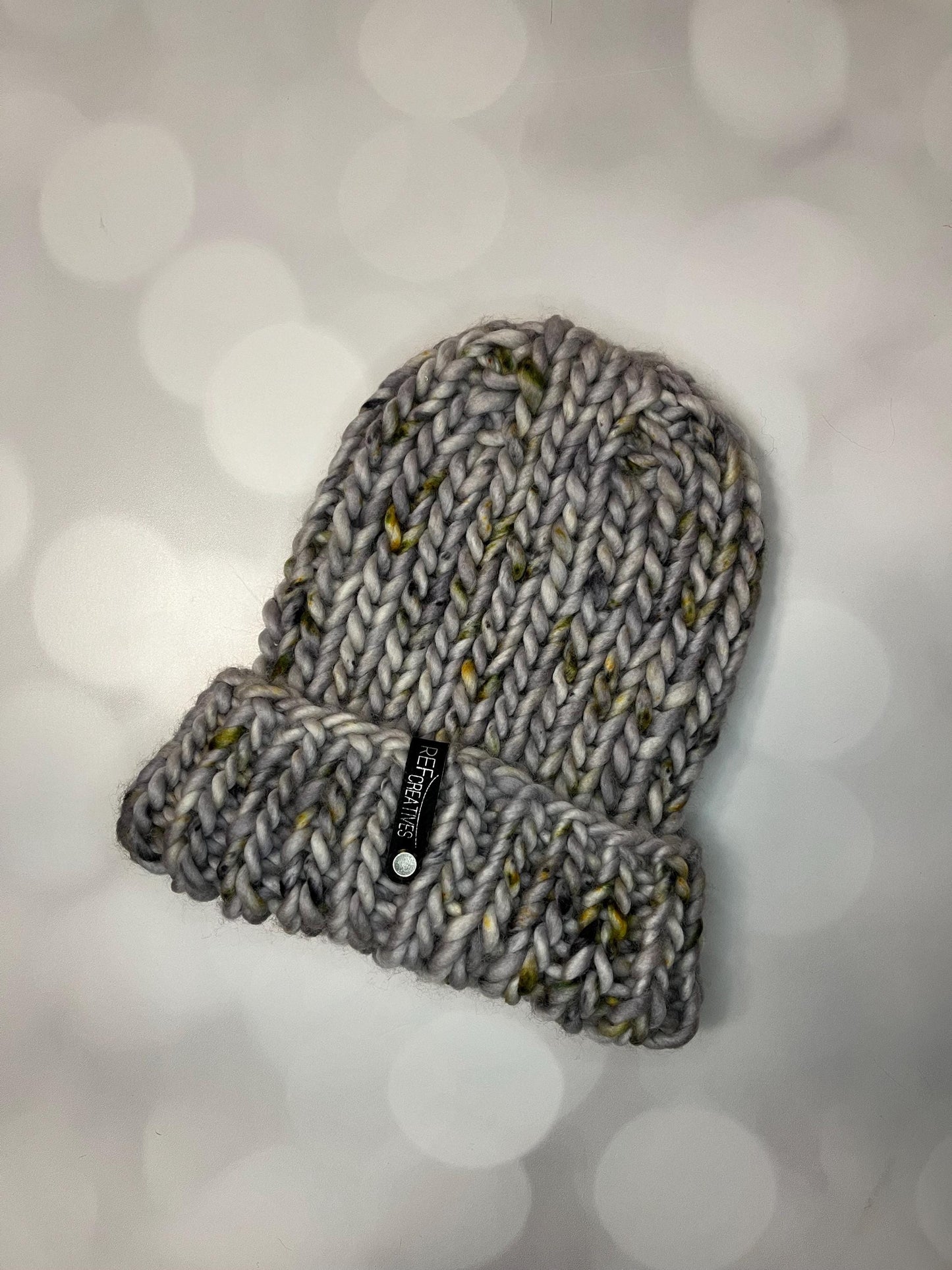 Luxury Grey Merino Wool Knit Hat - Wildwood Folded Brim Beanie Hand Knit Hat with Hand Dyed Yarn