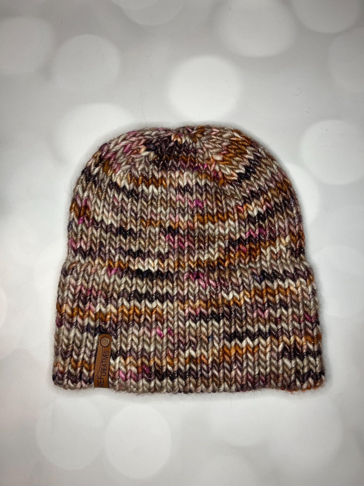 Luxury Muted Sparkly Double Brim Merino Wool Beanie - Autumnal Hand Knit Hat with Hand Dyed Yarn