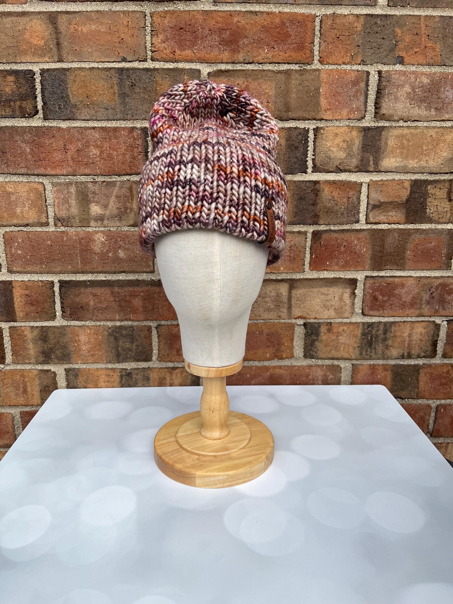 Luxury Muted Sparkly Double Brim Merino Wool Beanie - Autumnal Hand Knit Hat with Hand Dyed Yarn