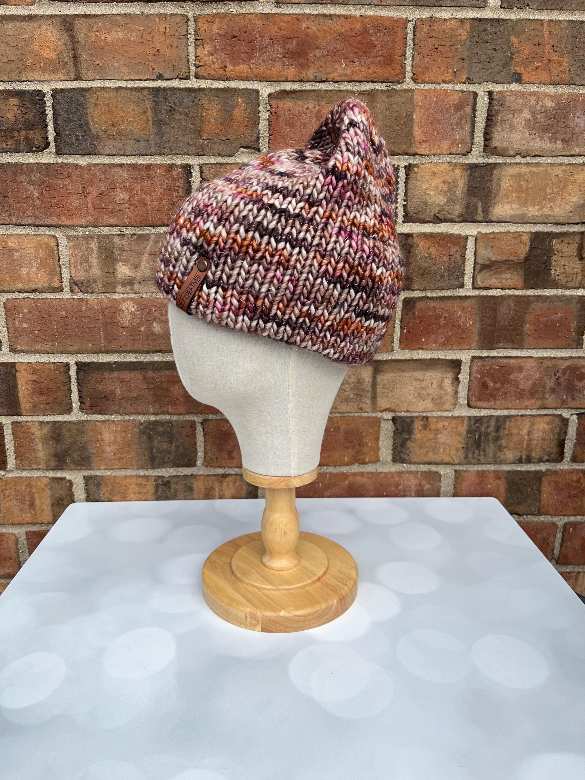 Luxury Muted Sparkly Double Brim Merino Wool Beanie - Autumnal Hand Knit Hat with Hand Dyed Yarn