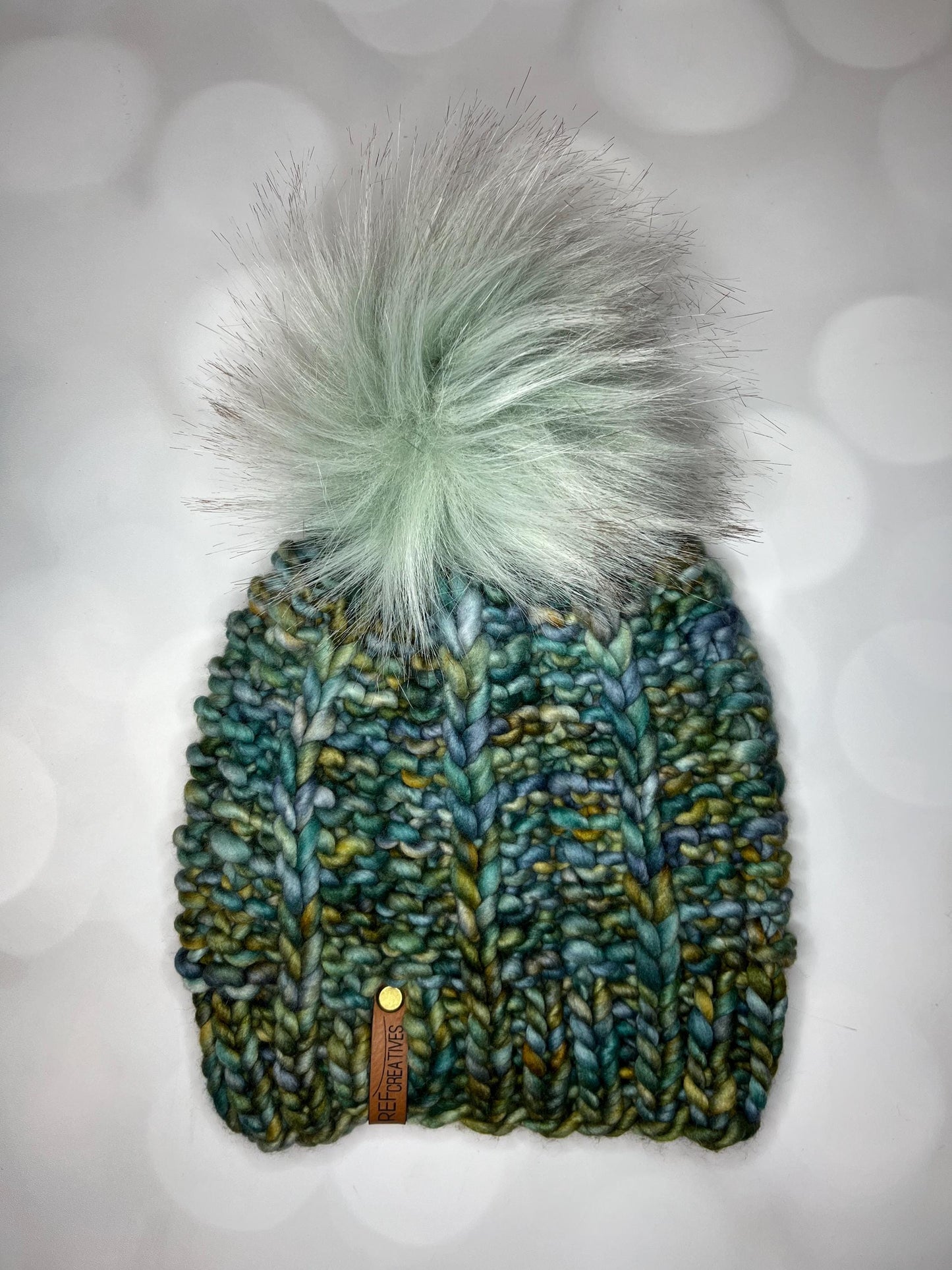 Luxury Green Merino Wool Ribbed Knit Hat - Saratoga Beanie Hand Knit Hat with Hand Dyed Yarn