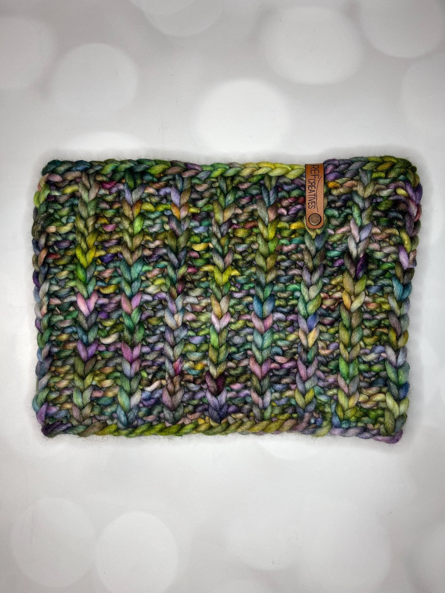 Luxury Green Merino Wool Knit Neckwarmer - Hand Knit Cowl with Hand Dyed Yarn