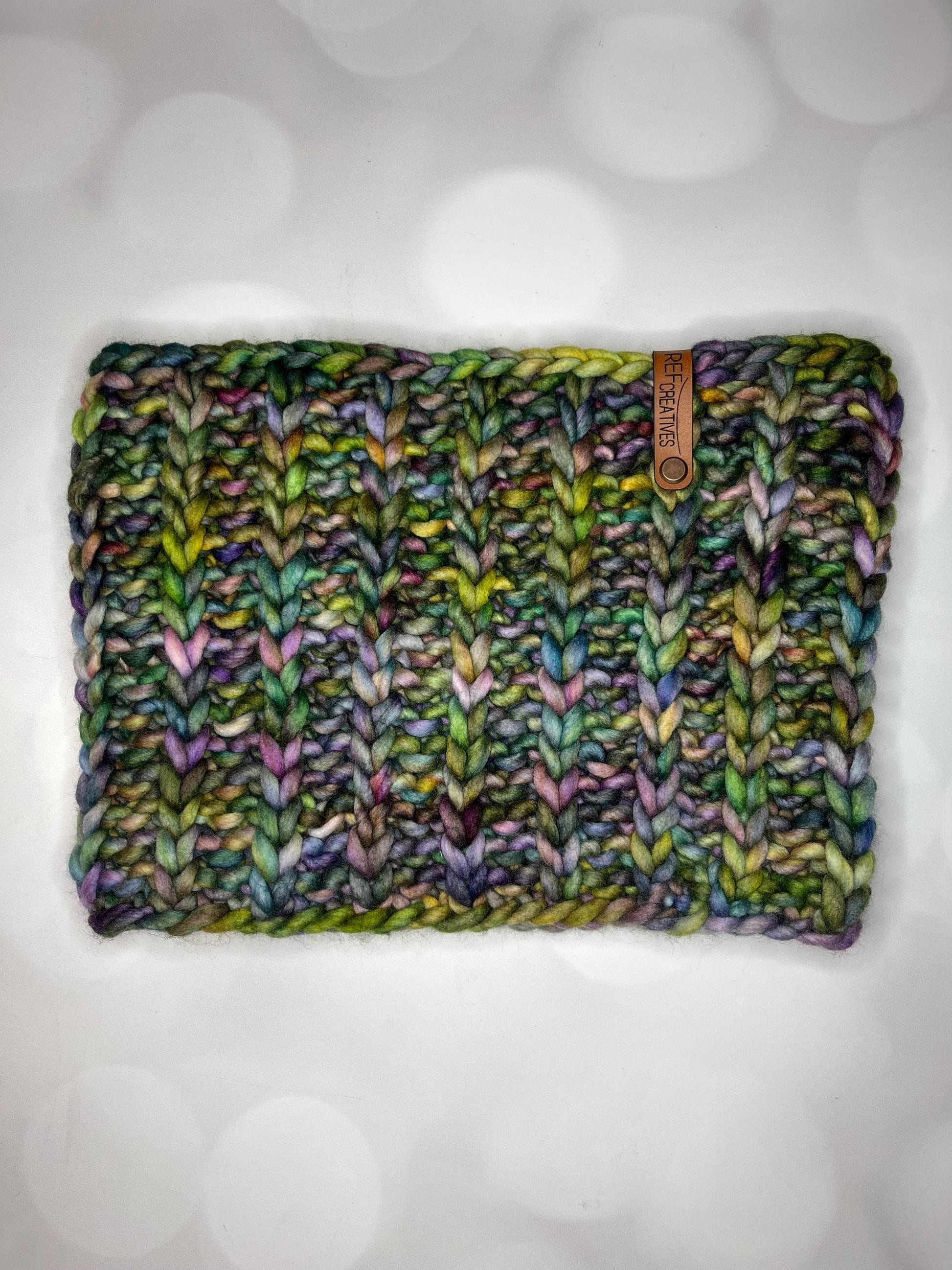 Luxury Green Merino Wool Knit Neckwarmer - Hand Knit Cowl with Hand Dyed Yarn