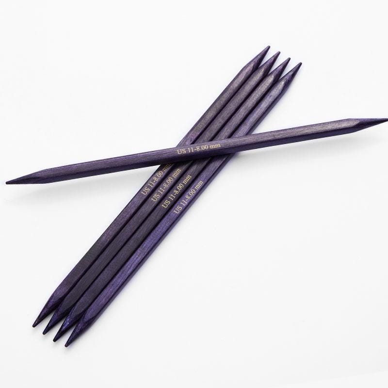KnitPro J'adore Cubics Knitting Needles - 6" Double Pointed Needle Set - Set of Five Needles