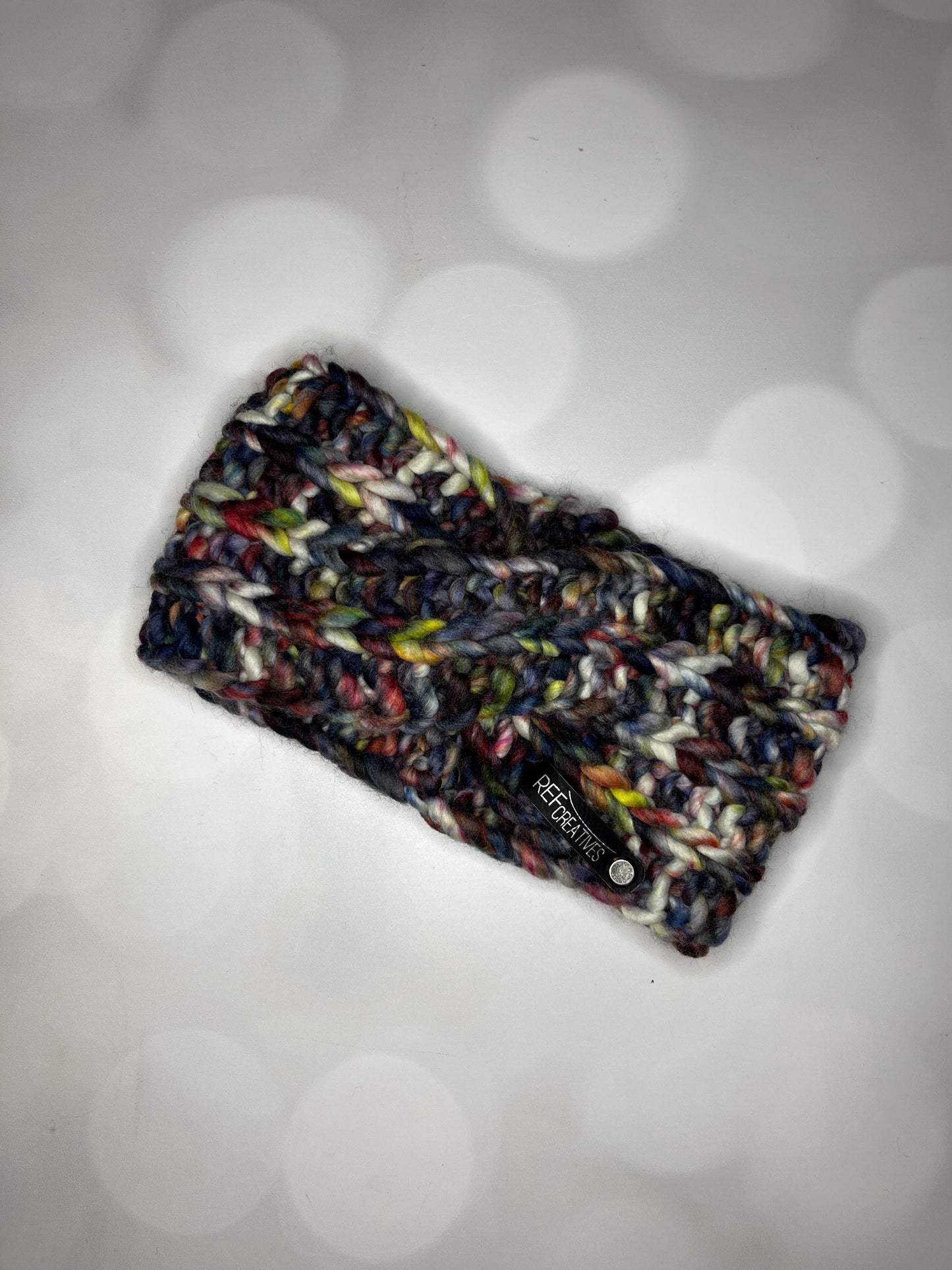 Luxury Blue Brown Hand Knit Ear Warmer with Hand Dyed Yarn