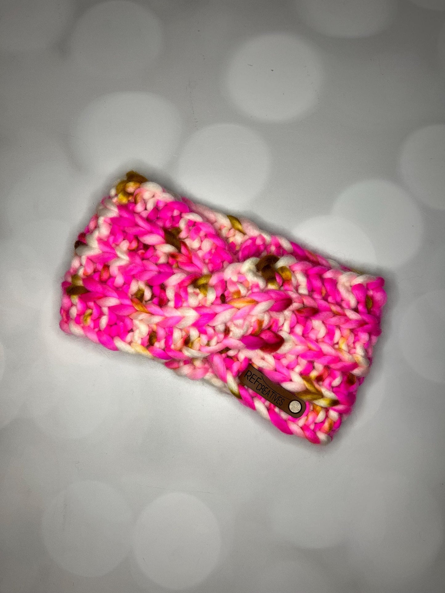 Luxury Pink Hand Knit Ear Warmer with Hand Dyed Yarn