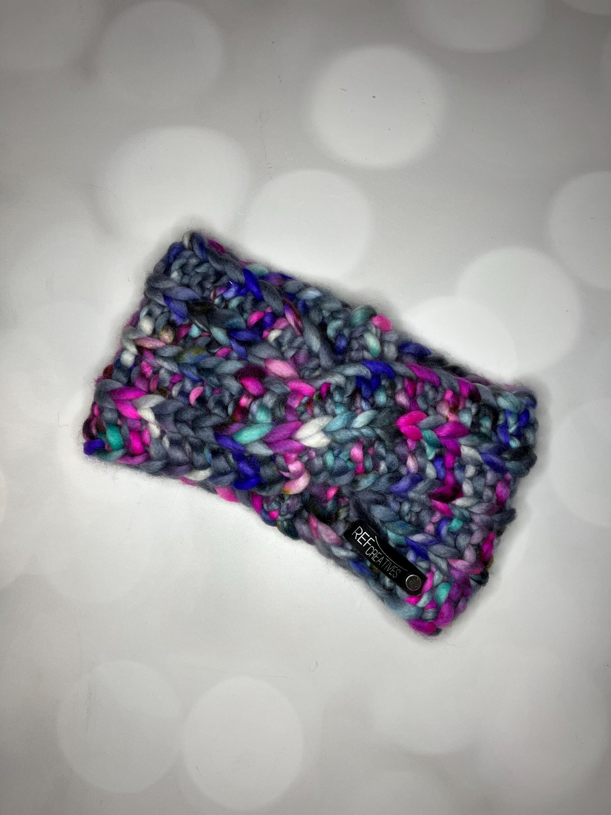 Luxury Grey Hand Knit Ear Warmer with Hand Dyed Yarn