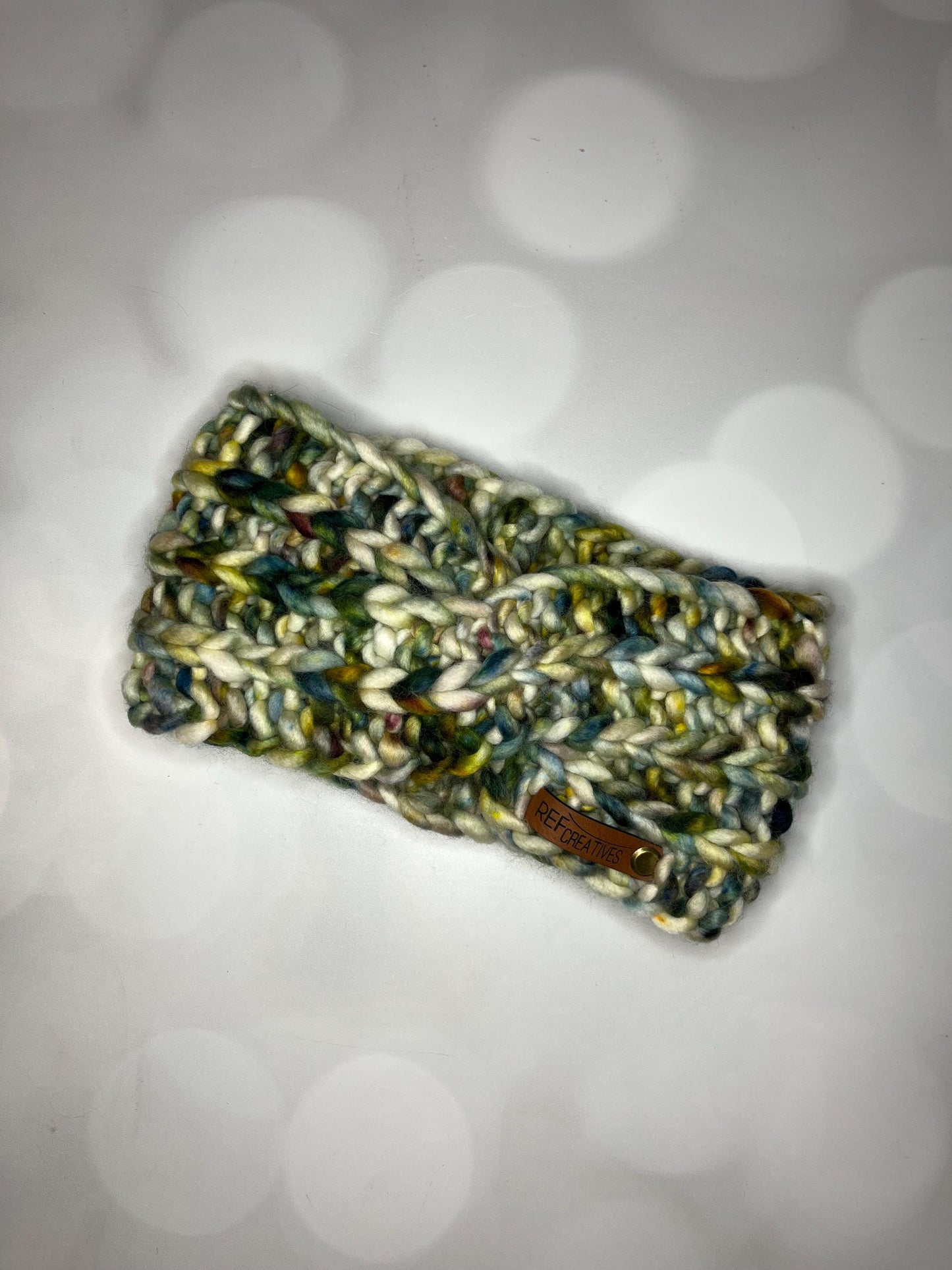Luxury Muted Greens Hand Knit Ear Warmer with Hand Dyed Yarn