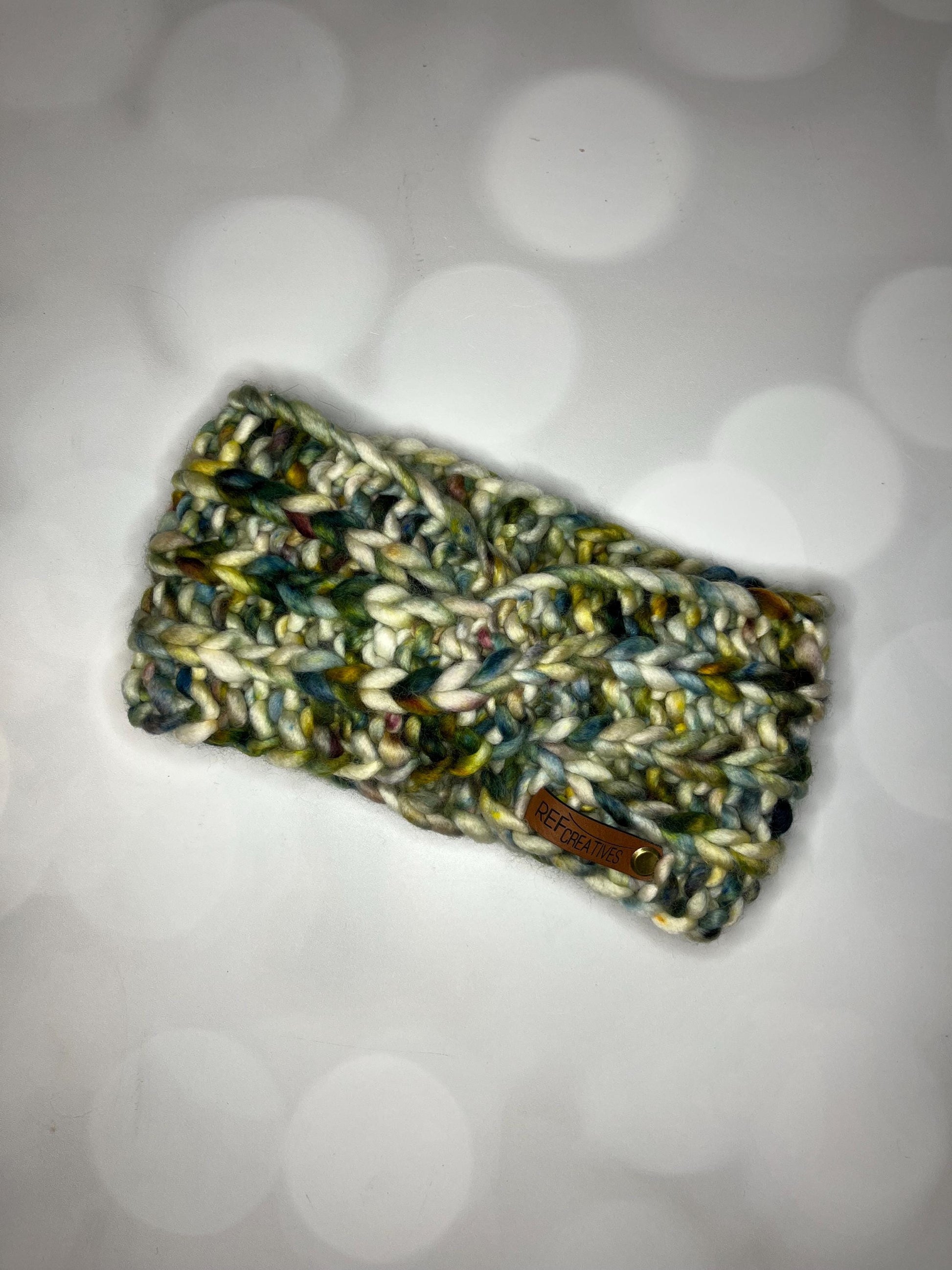 Luxury Muted Greens Hand Knit Ear Warmer with Hand Dyed Yarn