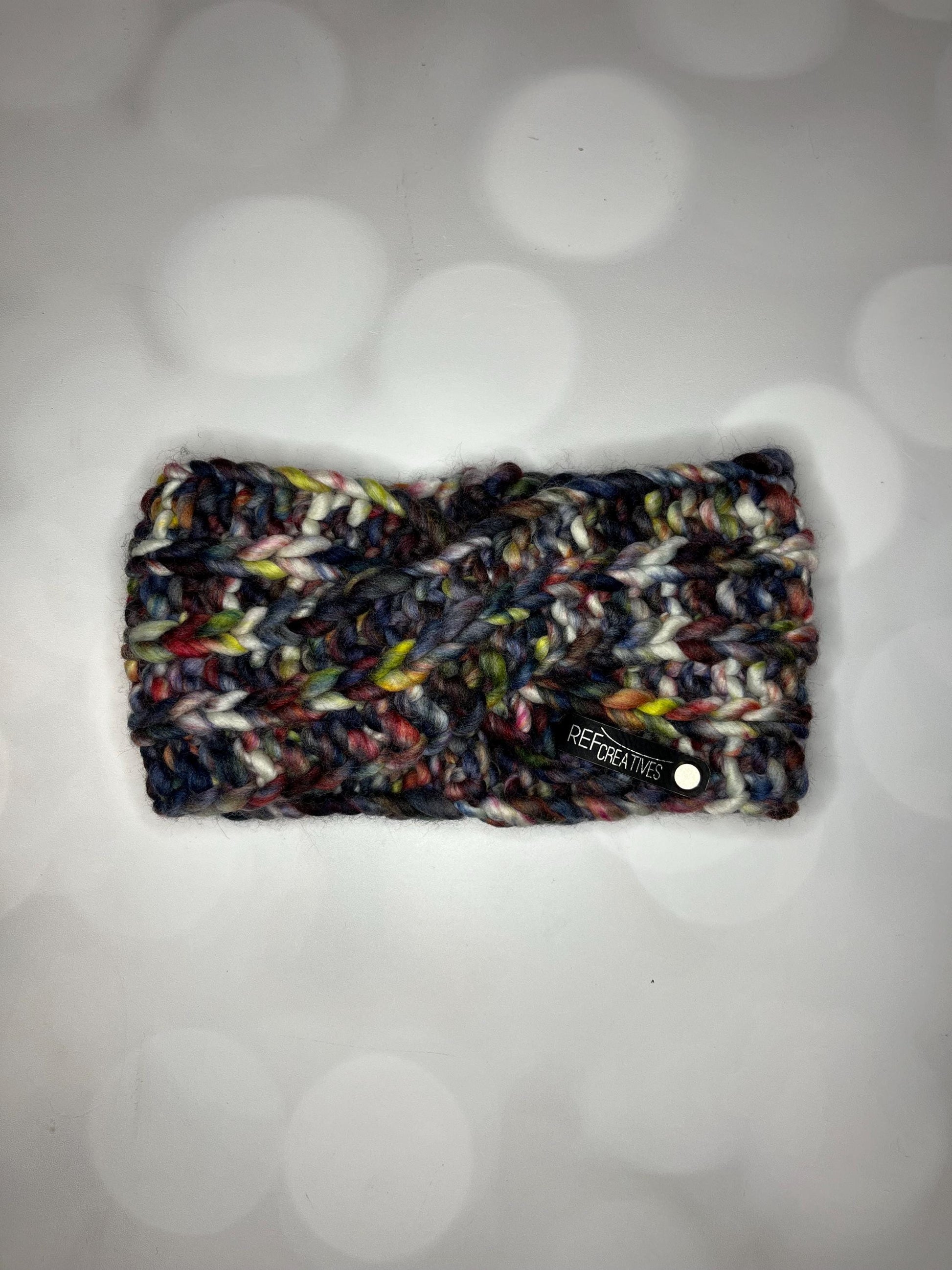 Luxury Dark Colored Hand Knit Ear Warmer with Hand Dyed Yarn