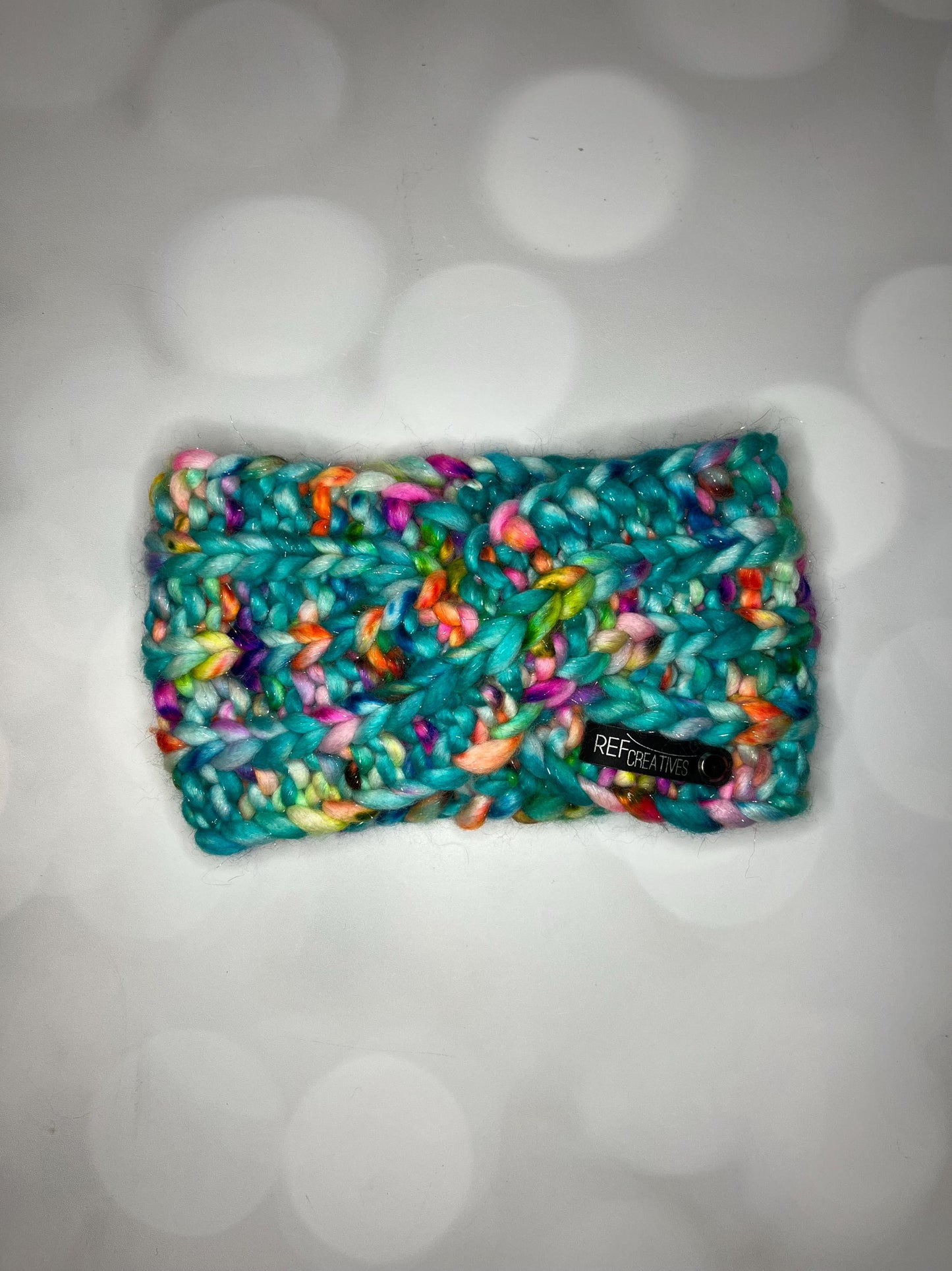 Luxury Sparkly Teal Hand Knit Ear Warmer with Hand Dyed Yarn