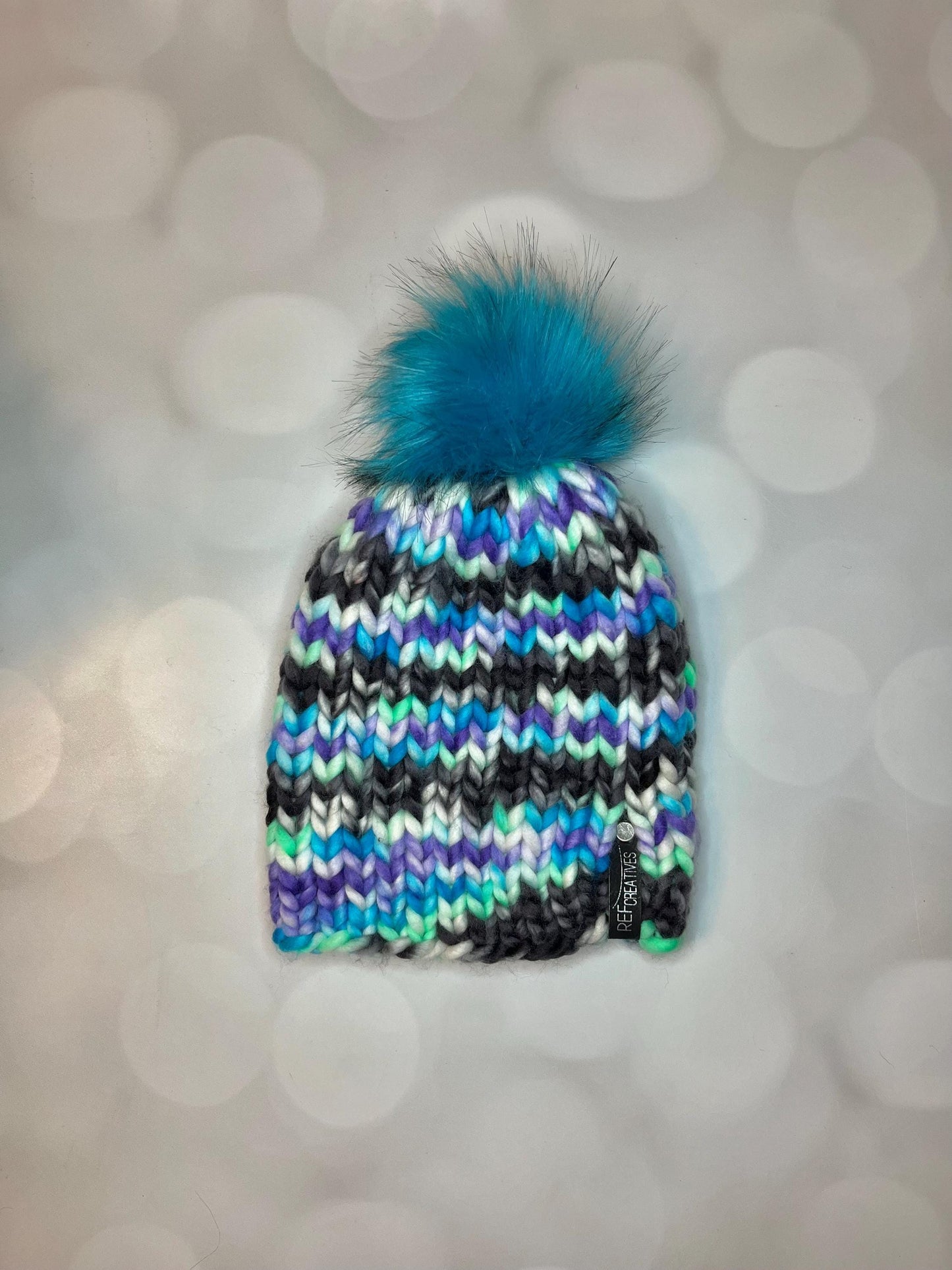 Luxury Black Purple Blue Green Merino Wool Ribbed Knit Hat - 90s Ski Bum Classic Beanie Hand Knit Hat with Hand Dyed Yarn