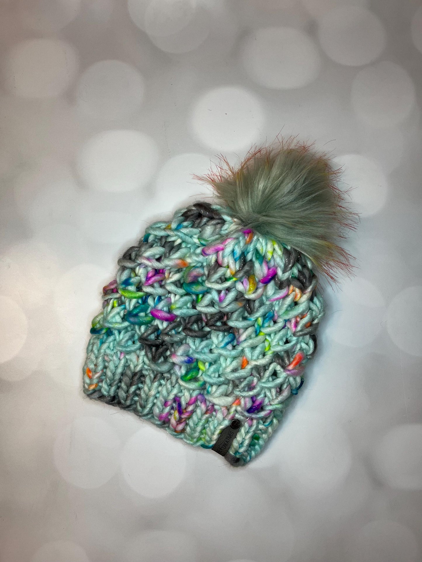 Luxury Neon Merino Wool Knit Hat - Bright Yellow, Green, and Pink Textured Hand Knit Hat with Hand Dyed Yarn