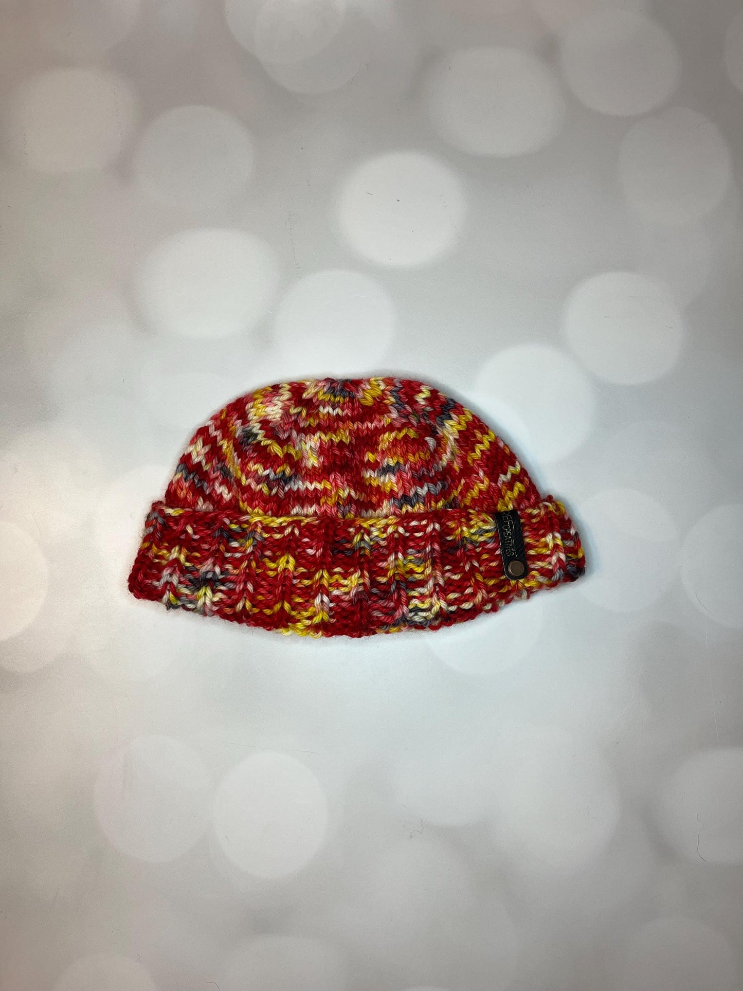 Luxury Red Folded Brim Merino Wool Beanie - Teenie Weenie Beanie Hand Knit Hat with Hand Dyed Yarn