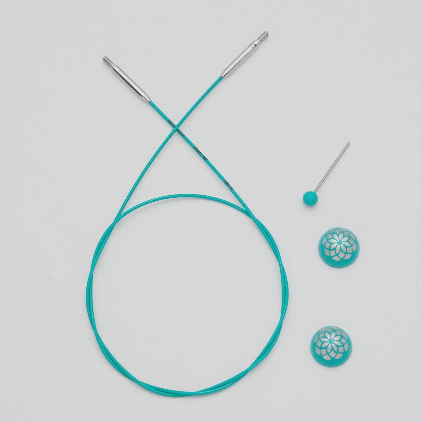 KnitPro The Mindful Collection Teal Knitting Needle Cords - Interchangeable Swivel Cords for Circular Needle Tips