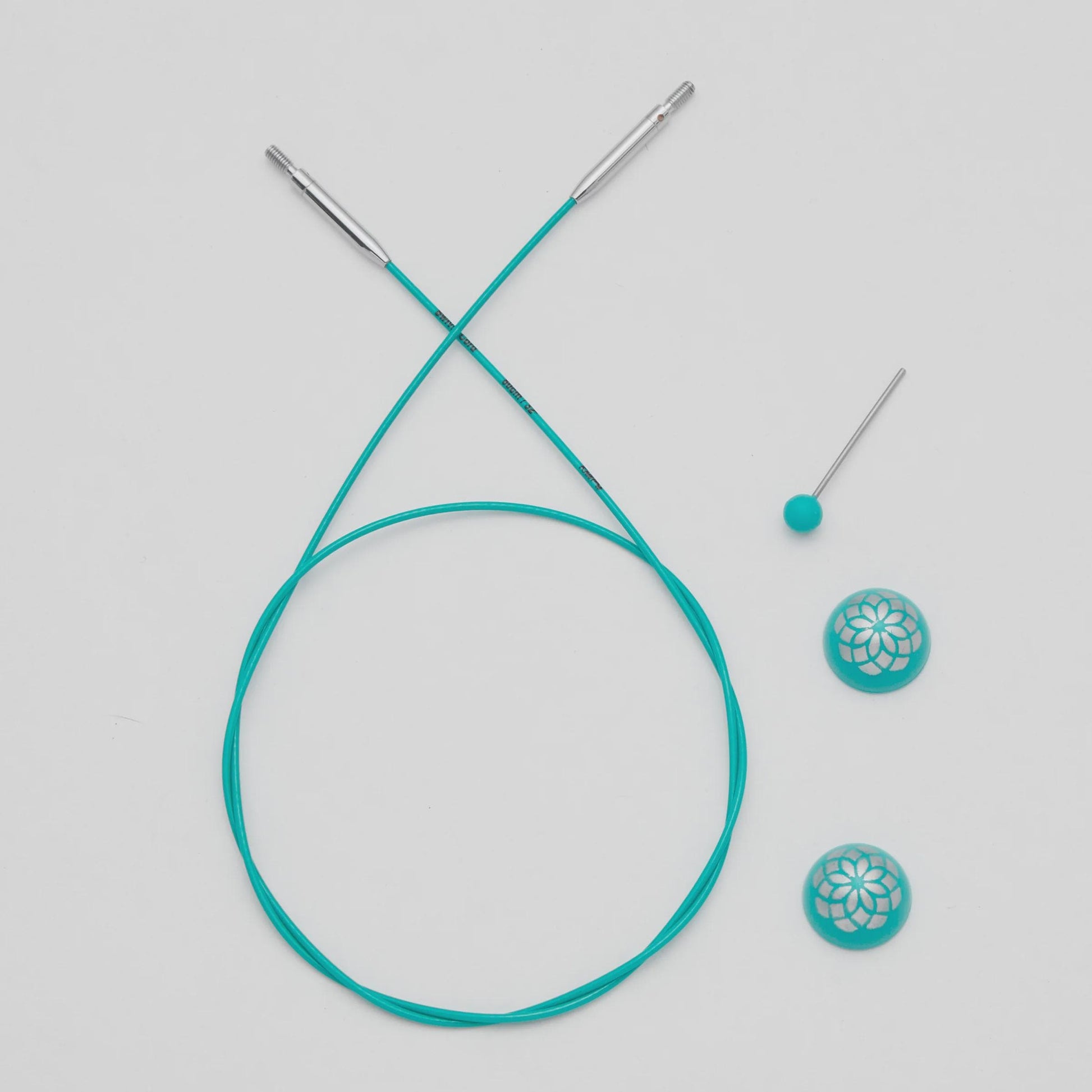 KnitPro The Mindful Collection Teal Knitting Needle Cords - Interchangeable Swivel Cords for Circular Needle Tips
