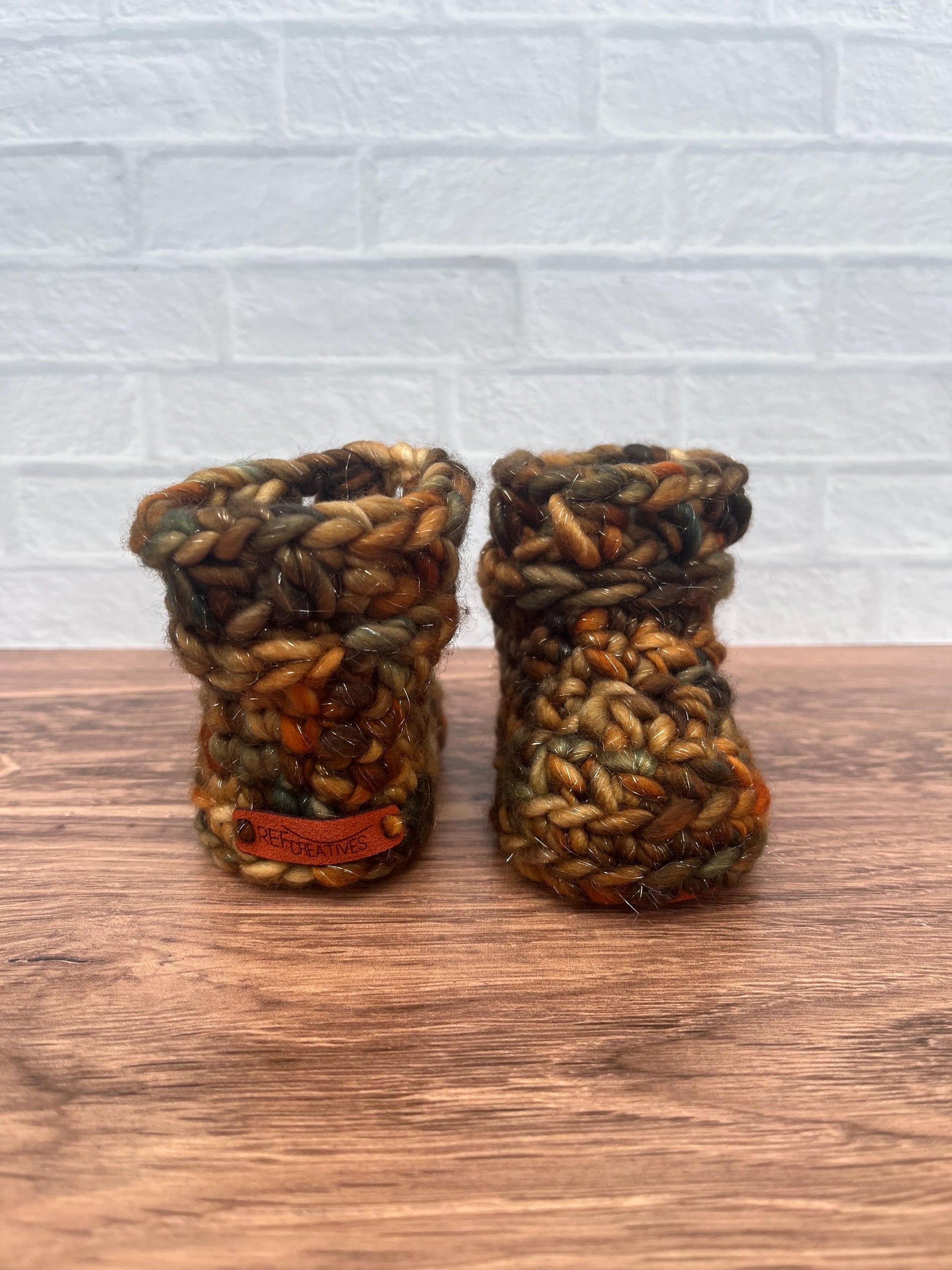 3-6 months - Luxury Sparkly “Little Pumpkin” Merino Wool Crochet Baby Booties - Hand Crocheted Baby Booties with Hand Dyed Yarn