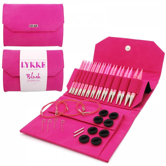 Lykke Knitting Needles - Blush 5" Interchangeable Circular Needle Set - Fuchsia Denim Effect