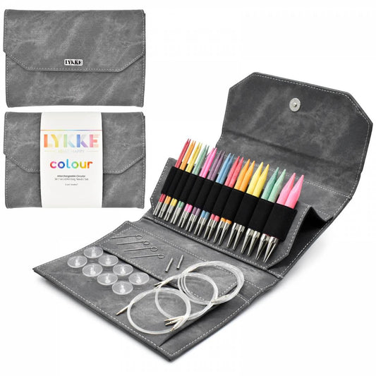 Lykke Knitting Needles - Colour 5" Interchangeable Circular Needle Set - Grey Denim Effect