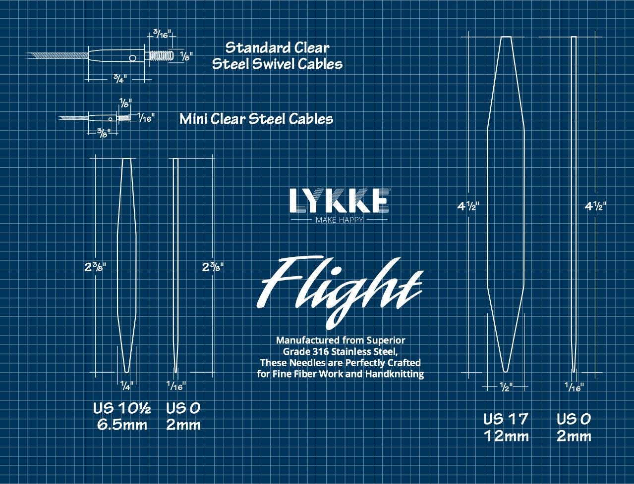 Lykke Knitting Needles - FLIGHT 3.5" Interchangeable Circular Needle Set - Mini, Standard - Faux Waxed Canvas - Purple, Maroon, Denim