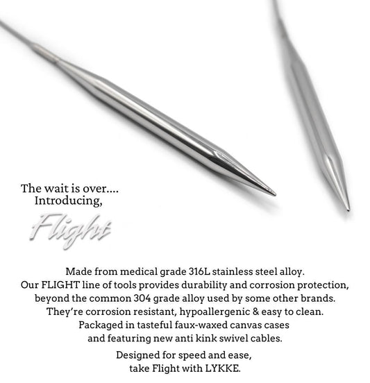 Lykke Knitting Needle Tips - FLIGHT 5" Interchangeable Needle Tips for Circular Needles