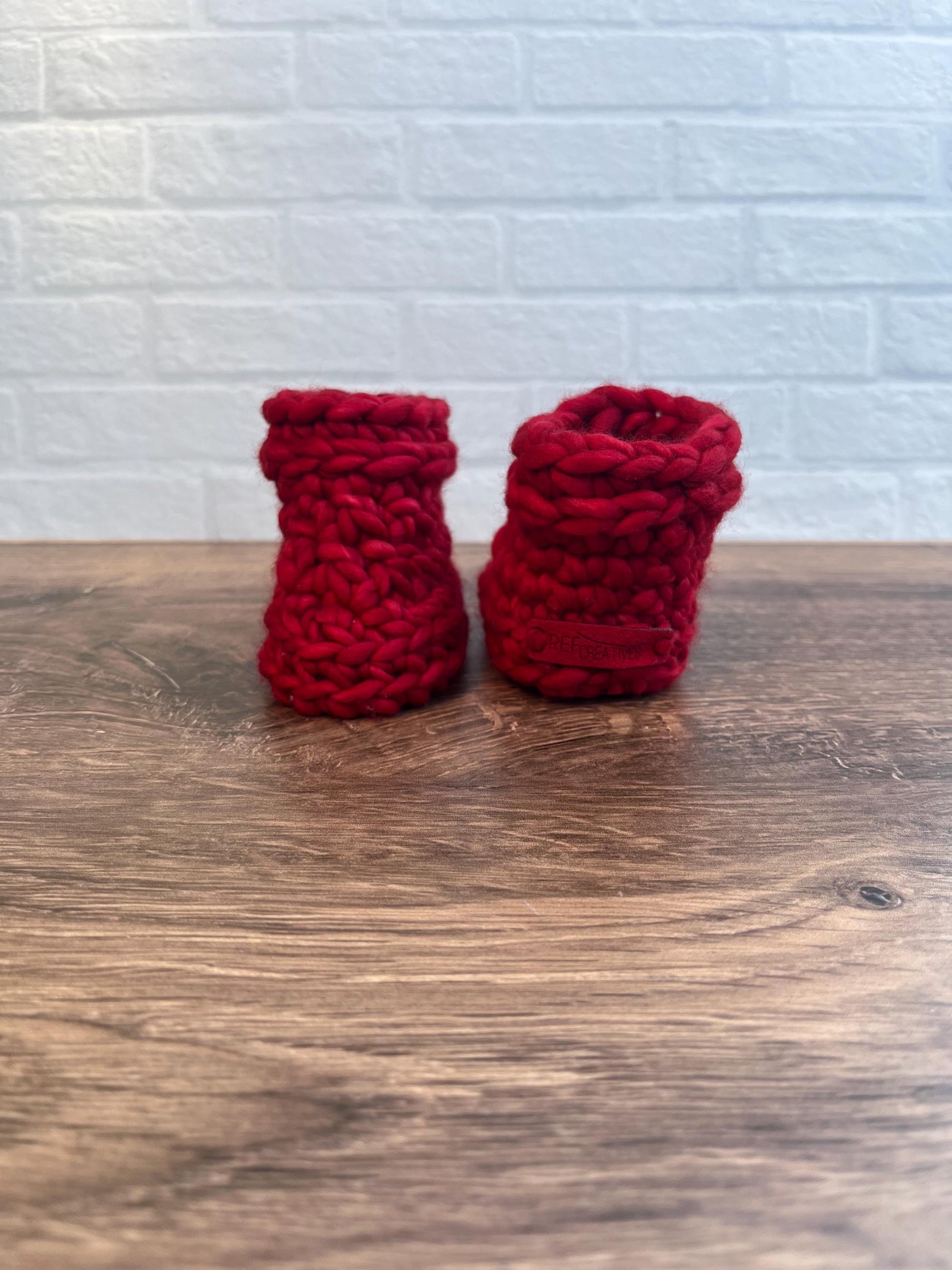 0-3 months - Luxury Blue “Cheeky Little Elf” Merino Wool Crochet Baby Booties - Hand Crocheted Baby Booties with Hand Dyed Yarn