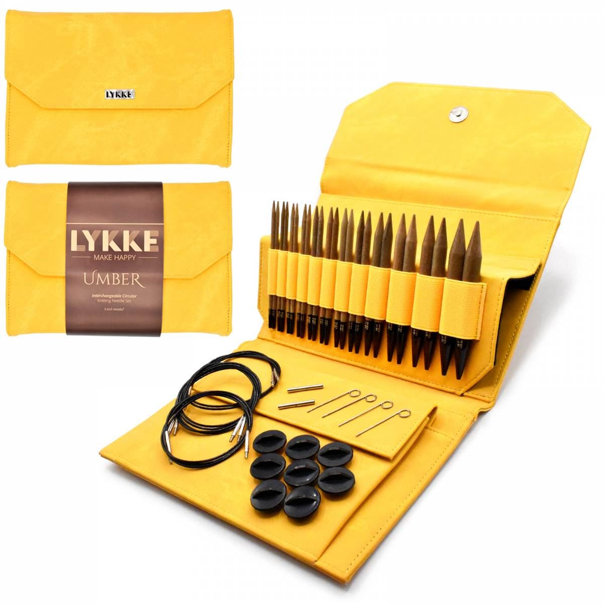 Lykke Knitting Needles - Umber 5" Interchangeable Circular Needle Set - Dandelion Denim Effect