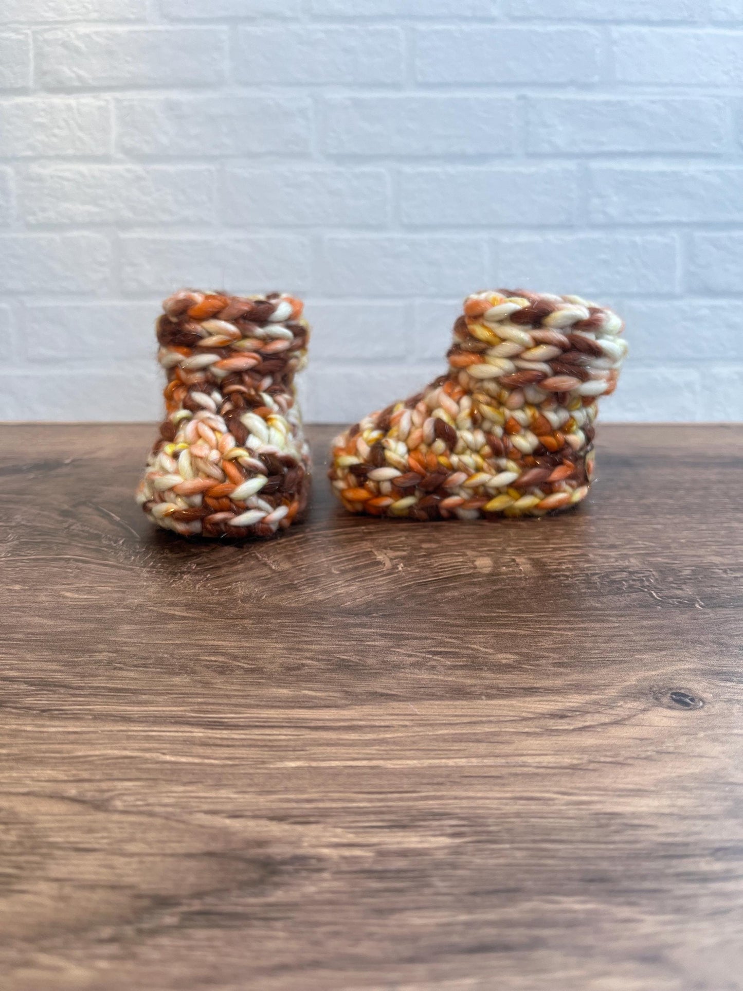 3-6 months - Luxury Sparkly “Little Bear” Merino Wool Crochet Baby Booties - Hand Crocheted Baby Booties with Hand Dyed Yarn