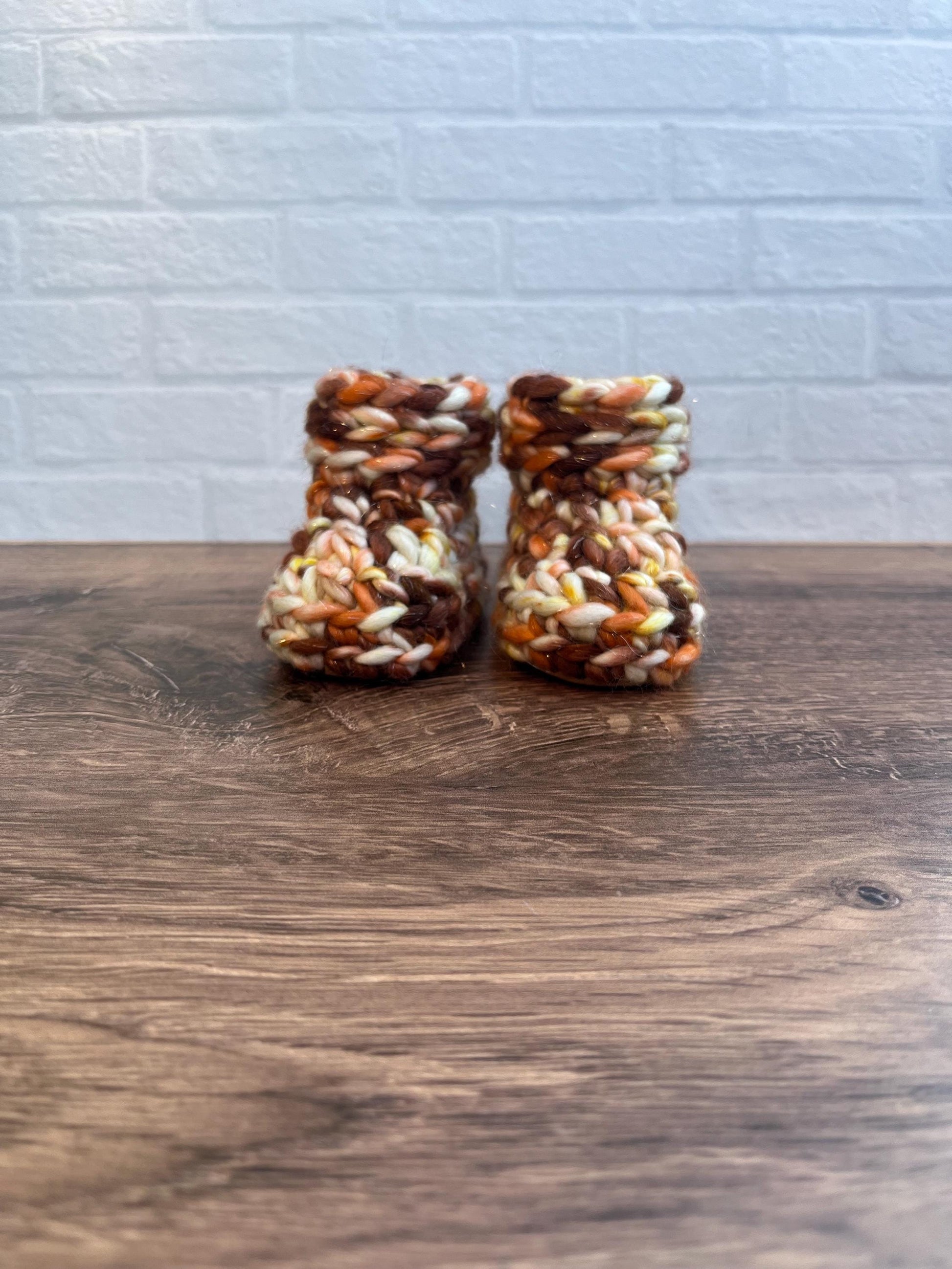 3-6 months - Luxury Sparkly “Little Bear” Merino Wool Crochet Baby Booties - Hand Crocheted Baby Booties with Hand Dyed Yarn