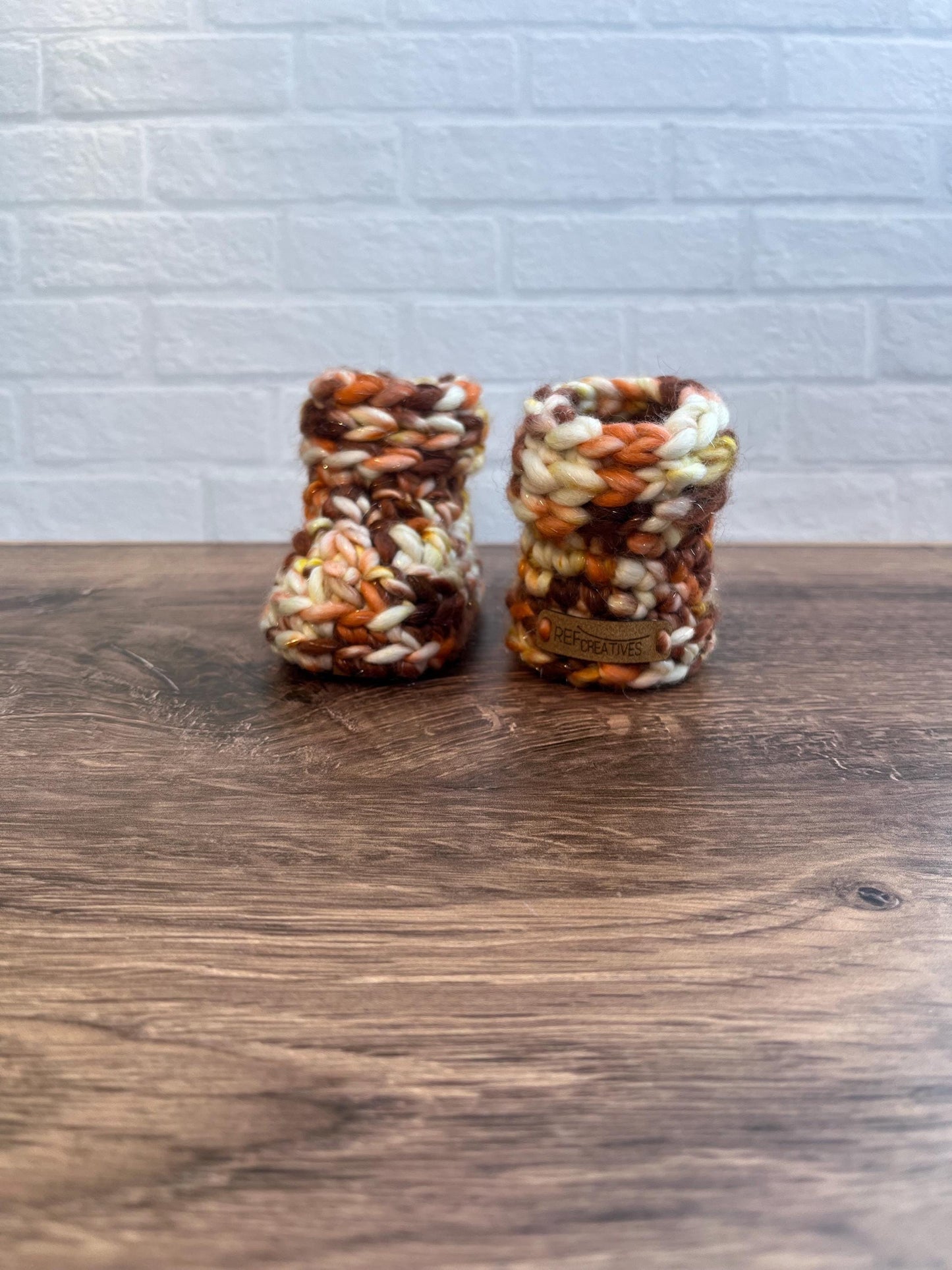 3-6 months - Luxury Sparkly “Little Bear” Merino Wool Crochet Baby Booties - Hand Crocheted Baby Booties with Hand Dyed Yarn