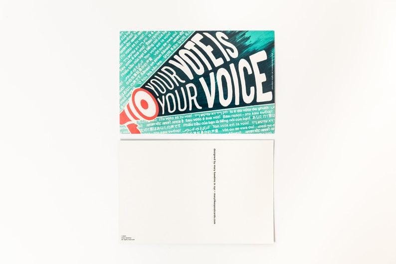 Mary Likes Postcards Your Vote Is Your Voice! Set of 100 postcards, perfect for Postcards to Voters & get out the vote political campaigns.