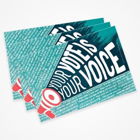 Mary Likes Postcards Your Vote Is Your Voice! Set of 100 postcards, perfect for Postcards to Voters & get out the vote political campaigns.