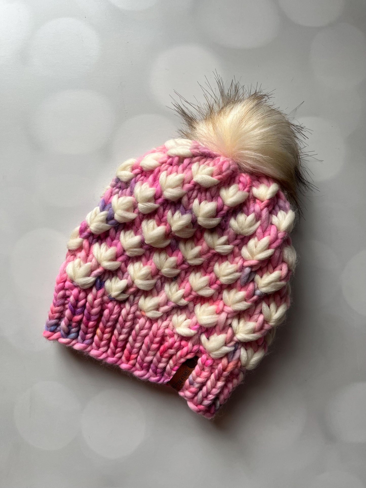 Luxury Purple Blue Merino Wool Knit Hat - Aquarius and Diamond Lotus Flower Beanie Hand Knit Hat with Hand Dyed Yarn