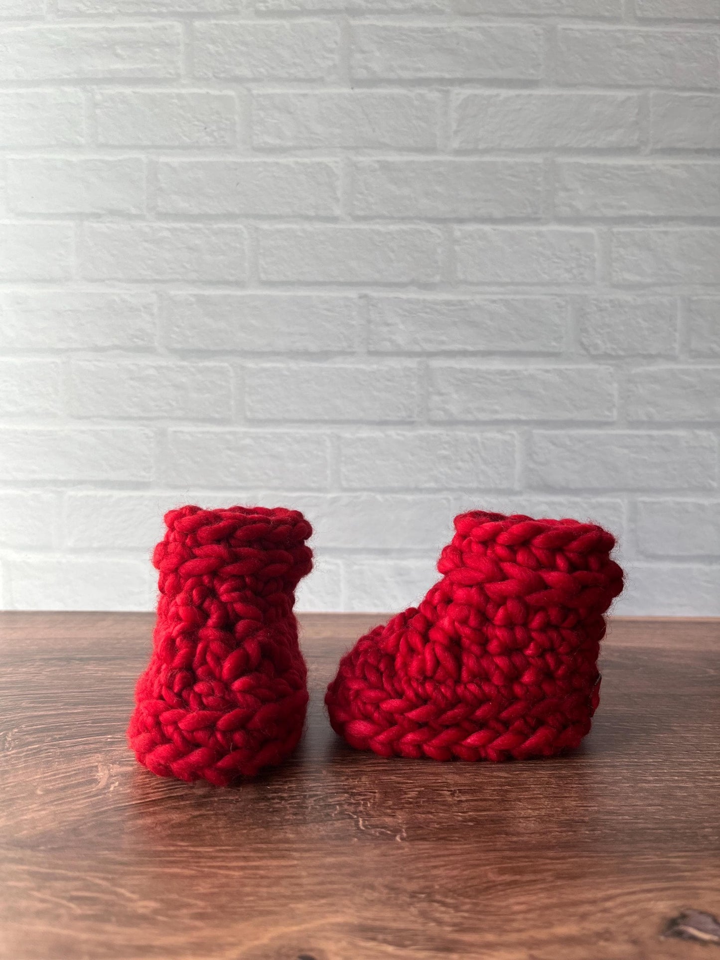 0-3 months - Luxury Blue “Santa’s Little Helper” Merino Wool Crochet Baby Booties - Hand Crocheted Baby Booties with Hand Dyed Yarn