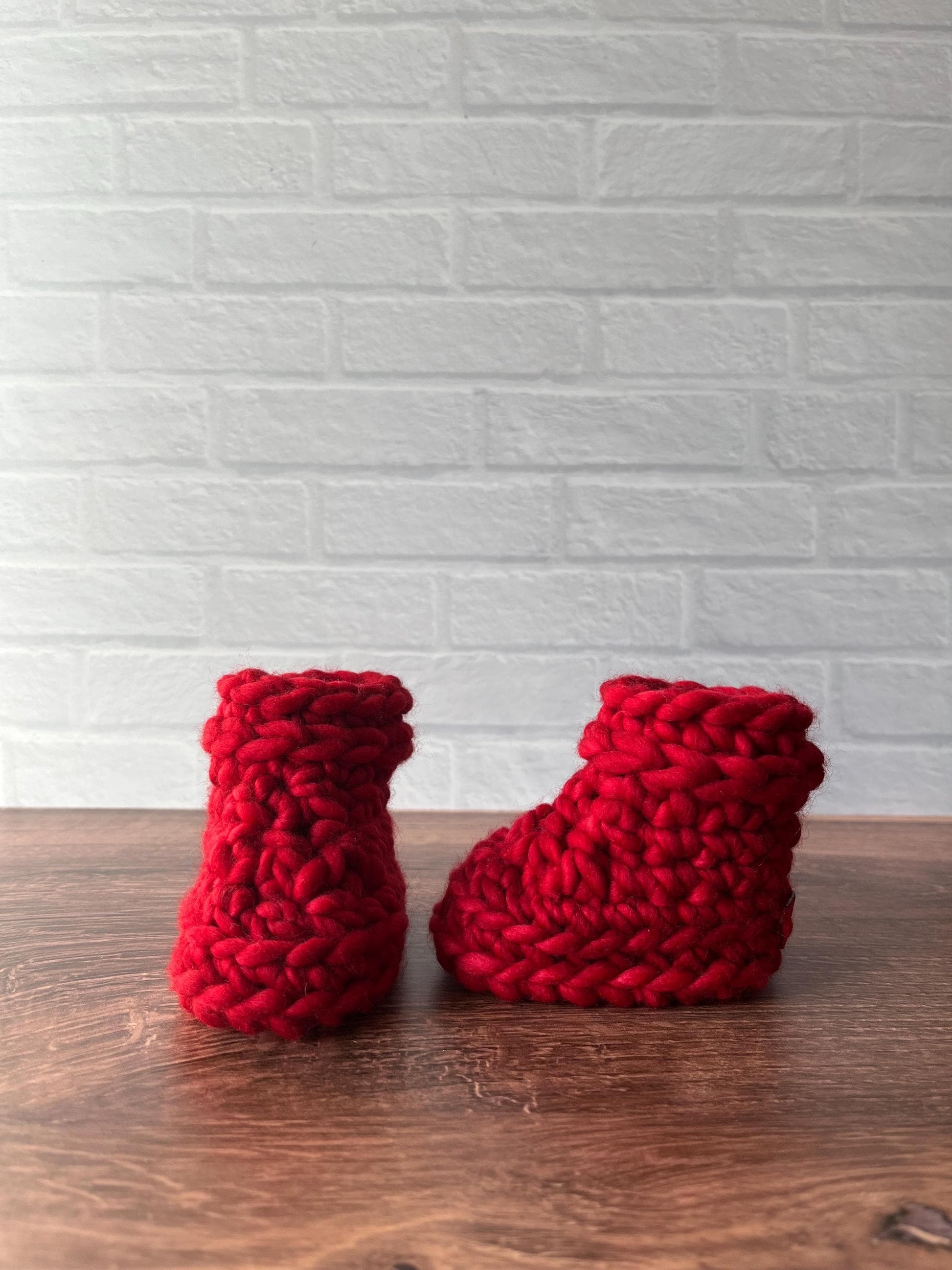 0-3 months - Luxury Blue “Santa’s Little Helper” Merino Wool Crochet Baby Booties - Hand Crocheted Baby Booties with Hand Dyed Yarn