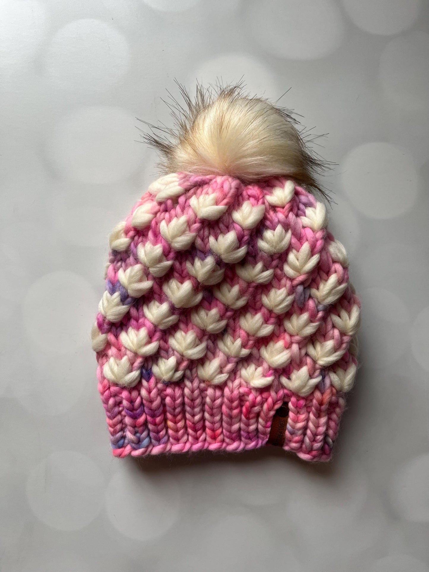 Luxury Purple Blue Merino Wool Knit Hat - Aquarius and Diamond Lotus Flower Beanie Hand Knit Hat with Hand Dyed Yarn