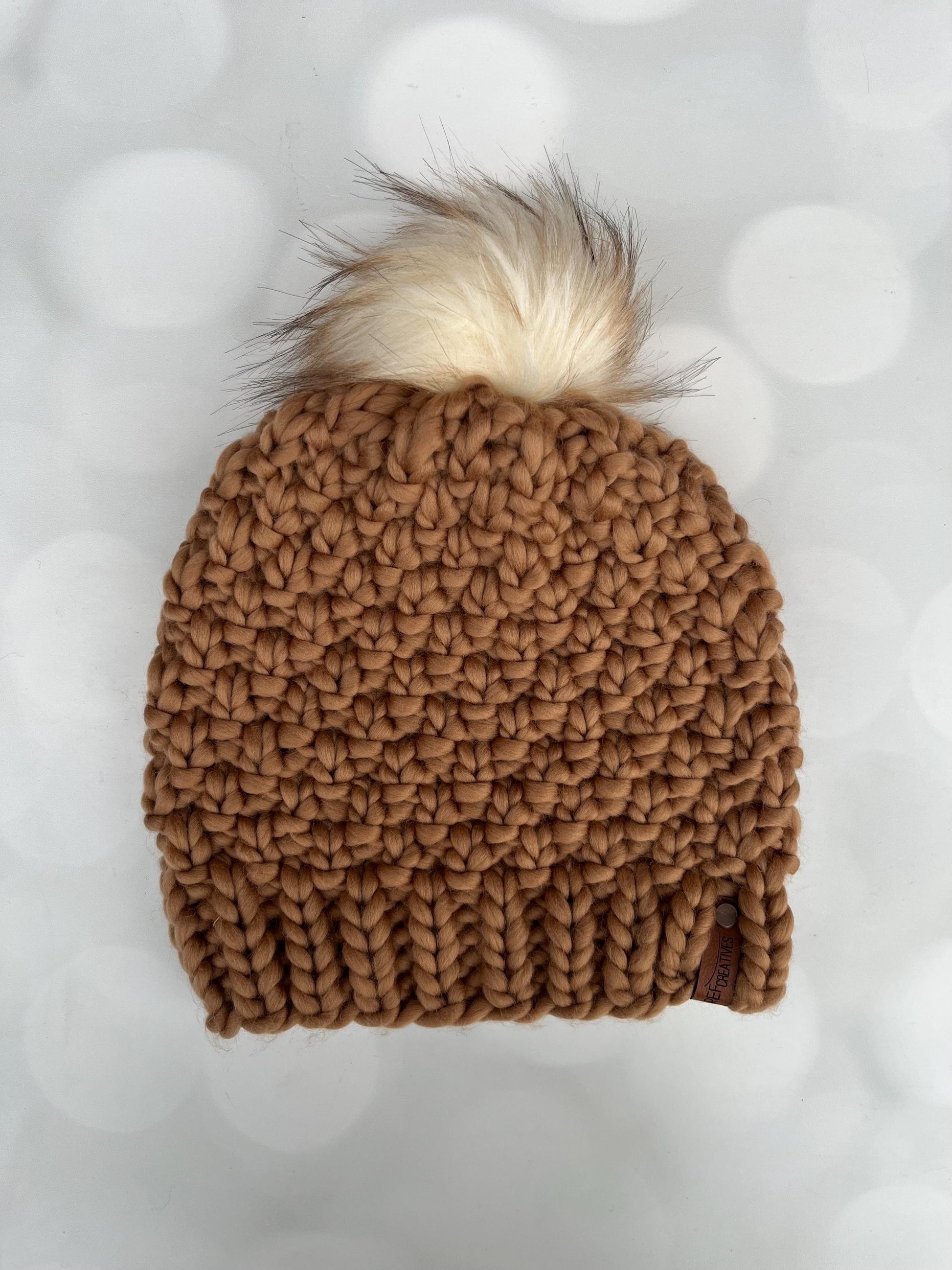 Luxury Gingerbread Merino Wool Beanie - Double Seed Stitch Hand Knit Hat with Hand Dyed Yarn