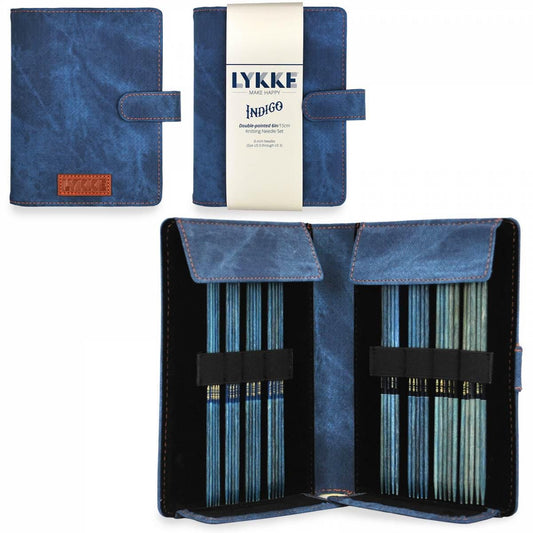 Lykke Knitting Needles - Indigo 6" Double Pointed Small Needle Set - Azure Denim Effect