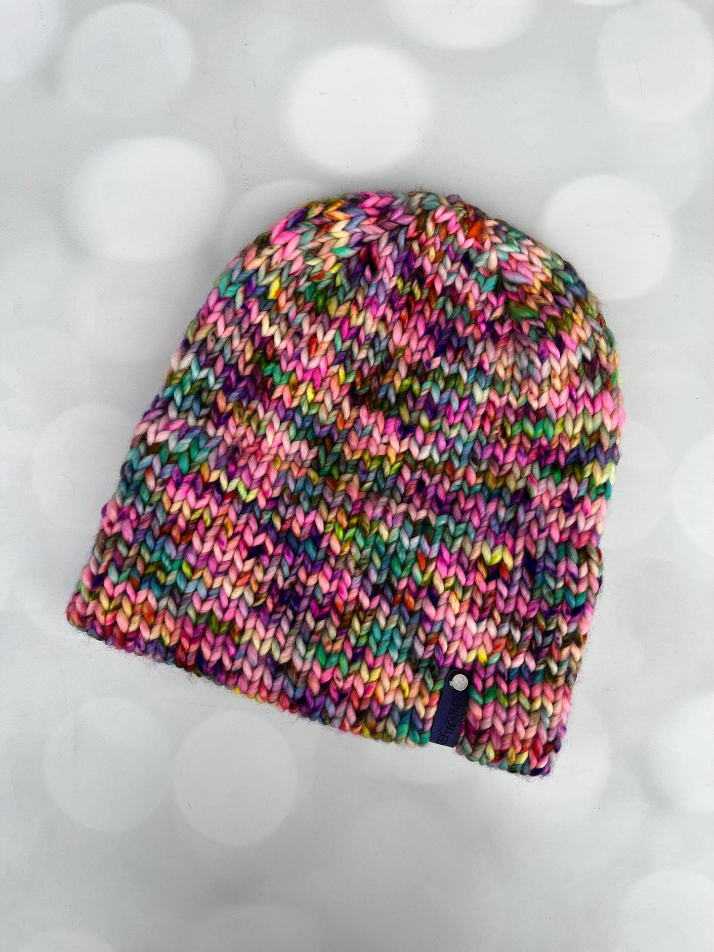 Luxury Faded Rainbow Double Brim Merino Wool Beanie - Hand Knit Hat with Hand Dyed Yarn