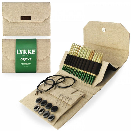 Lykke Knitting Needles - Grove 5" Interchangeable Circular Needle Set - Beige Jute Canvas