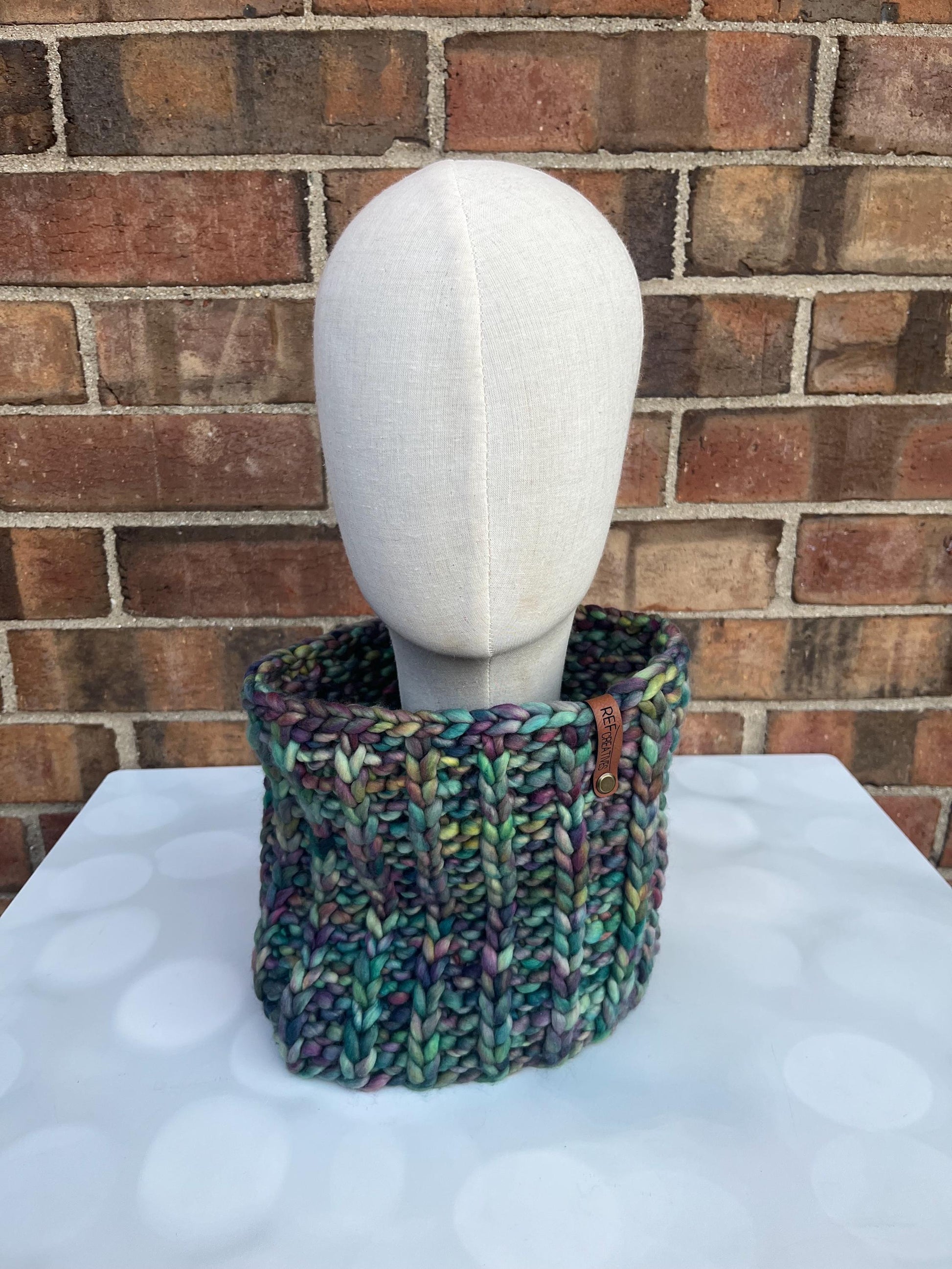 Luxury Green Merino Wool Knit Neckwarmer - Hand Knit Cowl with Hand Dyed Yarn