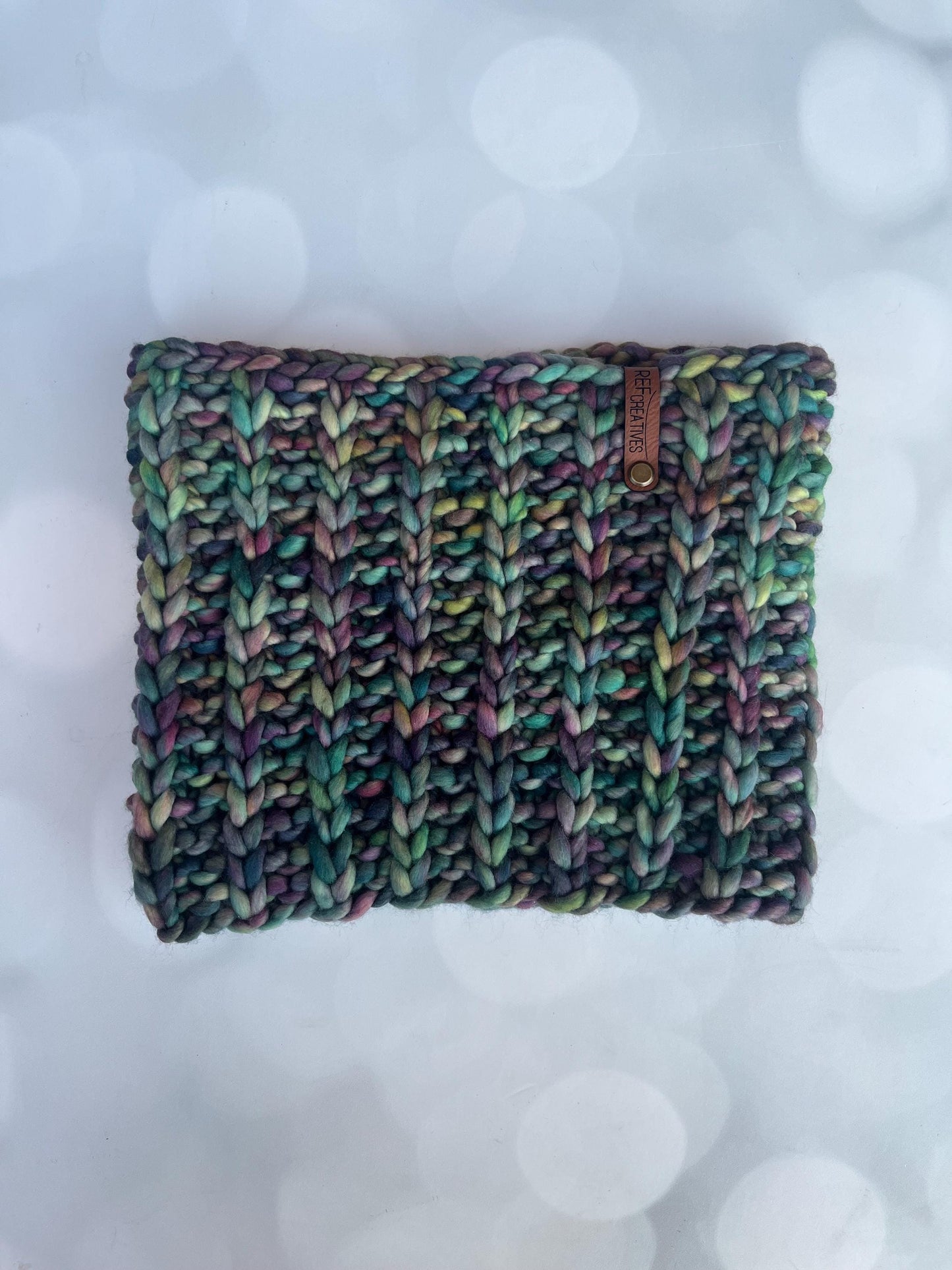 Luxury Green Merino Wool Knit Neckwarmer - Hand Knit Cowl with Hand Dyed Yarn