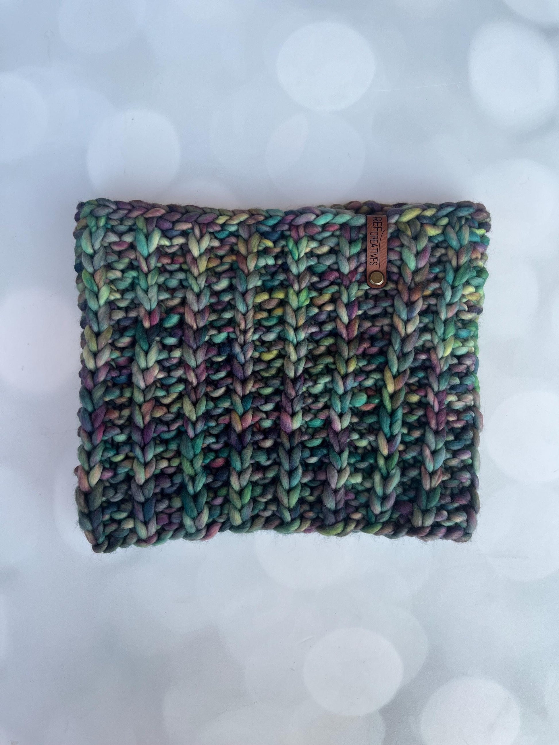 Luxury Green Merino Wool Knit Neckwarmer - Hand Knit Cowl with Hand Dyed Yarn