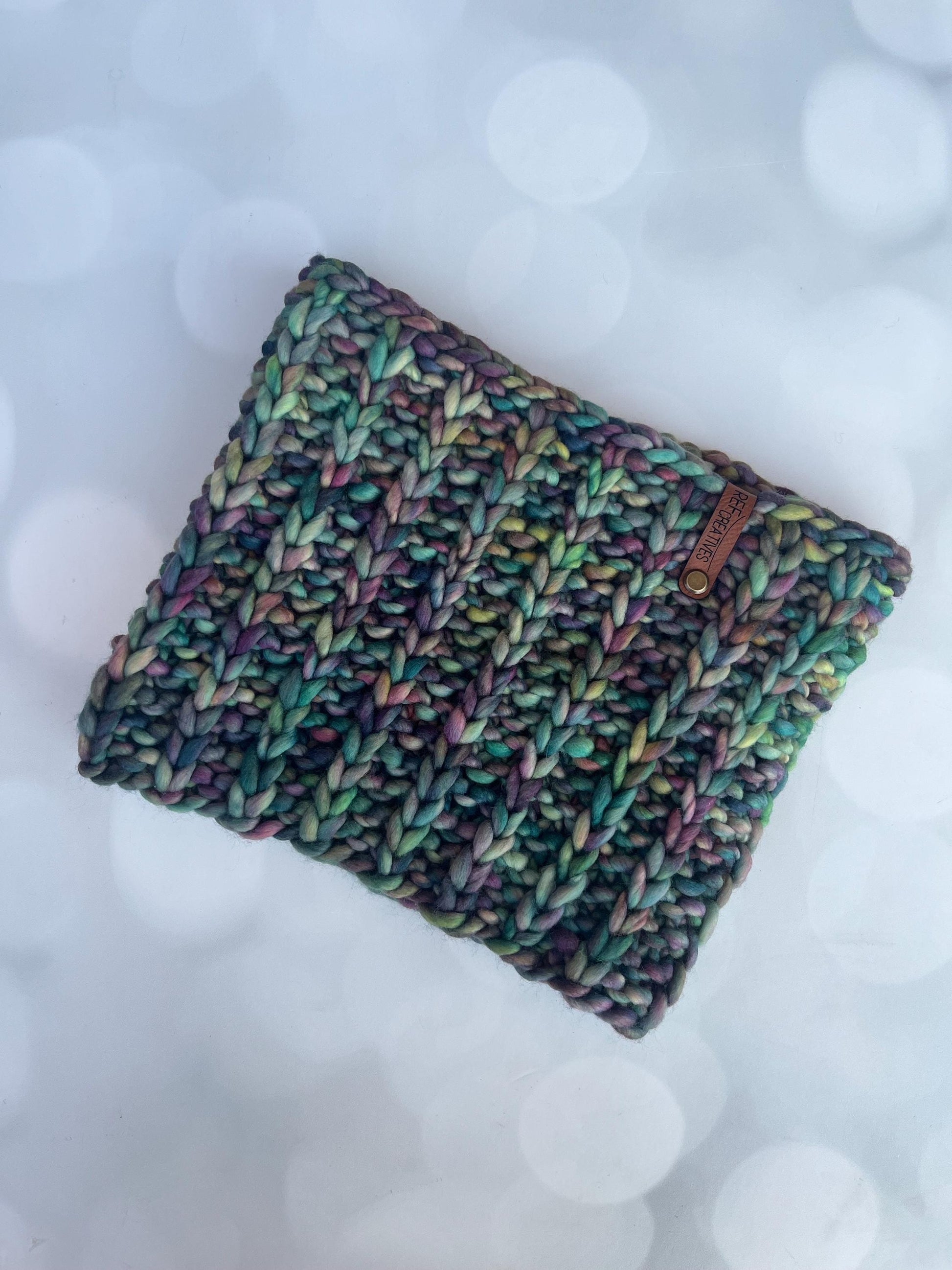 Luxury Green Merino Wool Knit Neckwarmer - Hand Knit Cowl with Hand Dyed Yarn