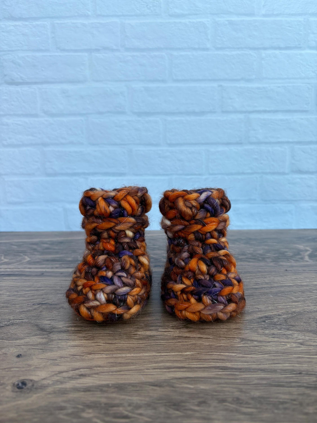 3-6 months - Luxury Sparkly Halloween Merino Wool Crochet Baby Booties - Hand Crocheted Baby Booties with Hand Dyed Yarn